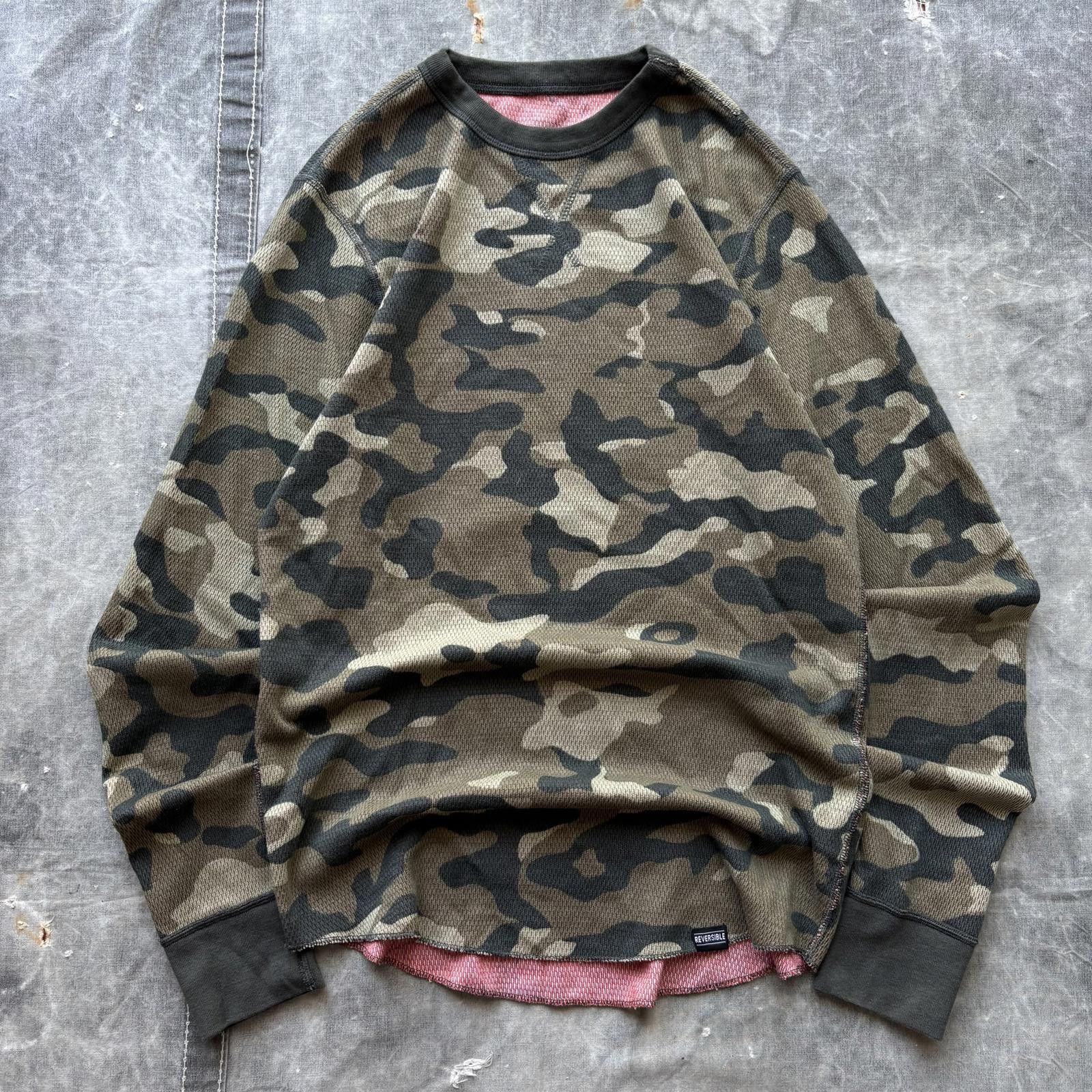 Hanes Vintage Y2K Hanes Reversible Camo Red Thermal Waffle Shirt Size US M / EU 48-50 / 2 - 1 Thumbnail