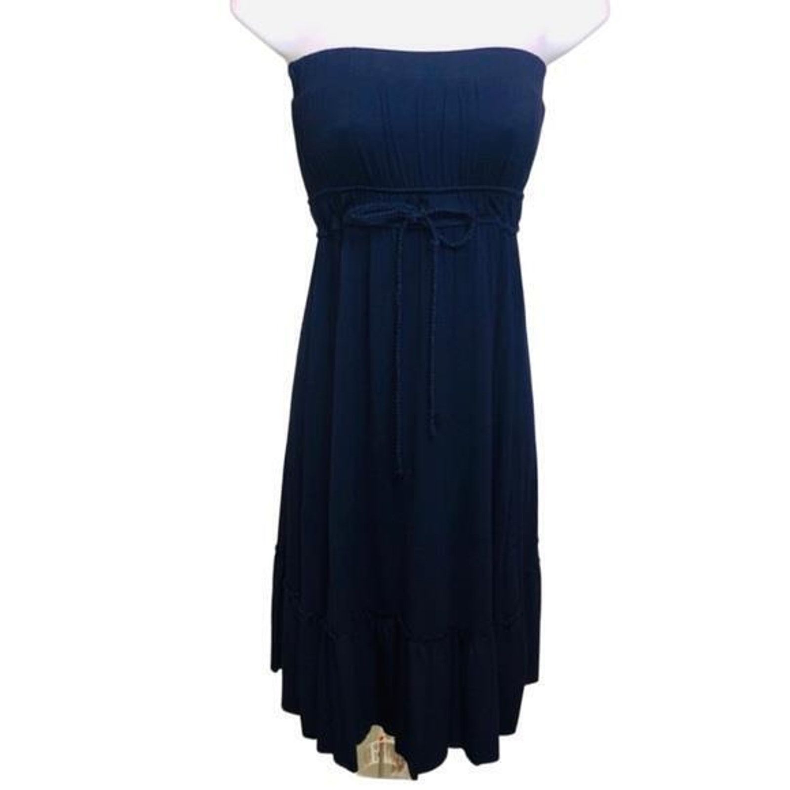 Other Love Culture S Navy Blue Strapless Ruffle Midi Sundress Size S / US 4 / IT 40 - 1 Thumbnail