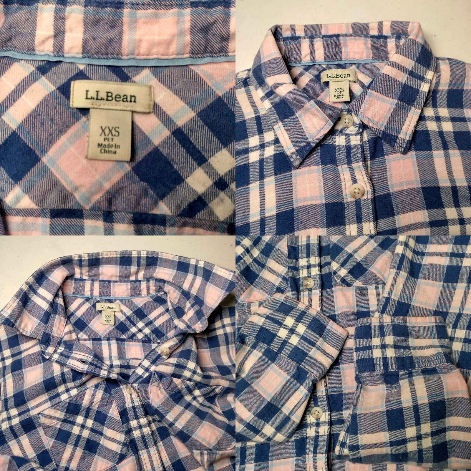 Vintage VINTAGE L.L. Bean Flannel Shirt Womens XXS Petite Pink Blue Plaid Workwear Casual Long Sleeve Size XXS / US 00 / IT 34 - 8 Thumbnail