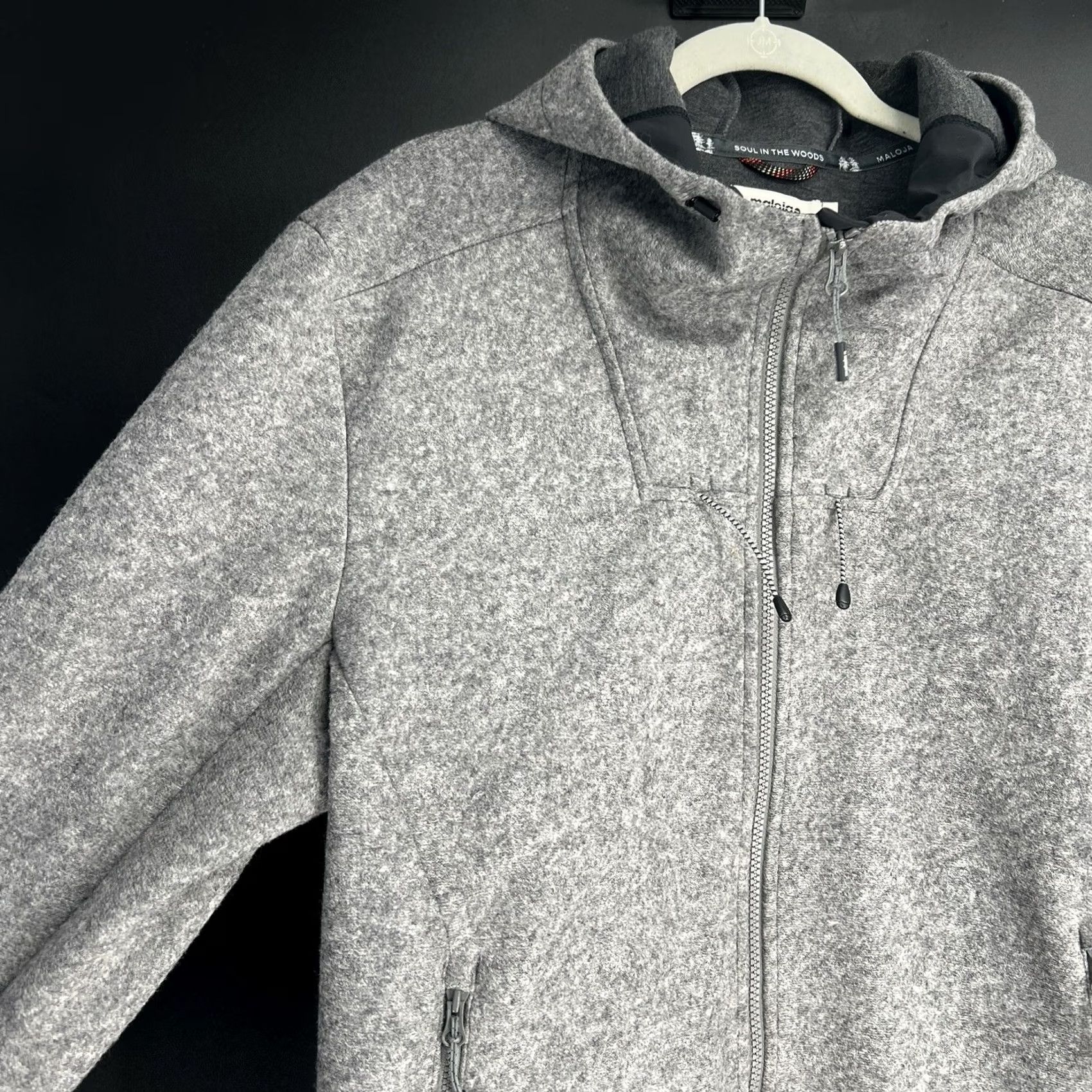 Vintage Maloja Mens Wool Hooded Full Zip Jacket XL Gray Windbreaker Mens Size US XL / EU 56 / 4 - 4 Thumbnail