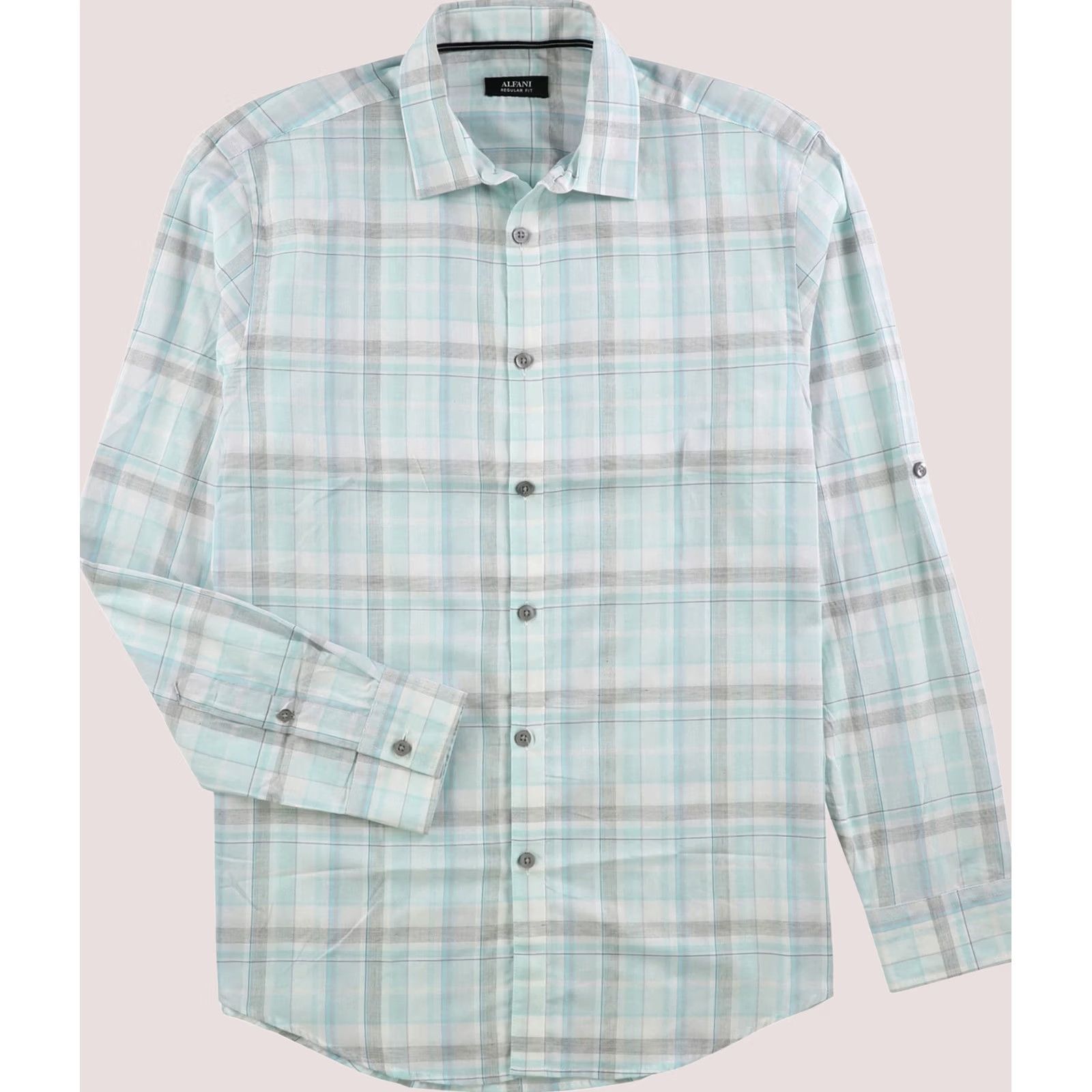 Alfani Alfani Mens Concord Plaid Button Up Shirt, Green, Small Size US S / EU 44-46 / 1 - 1 Preview