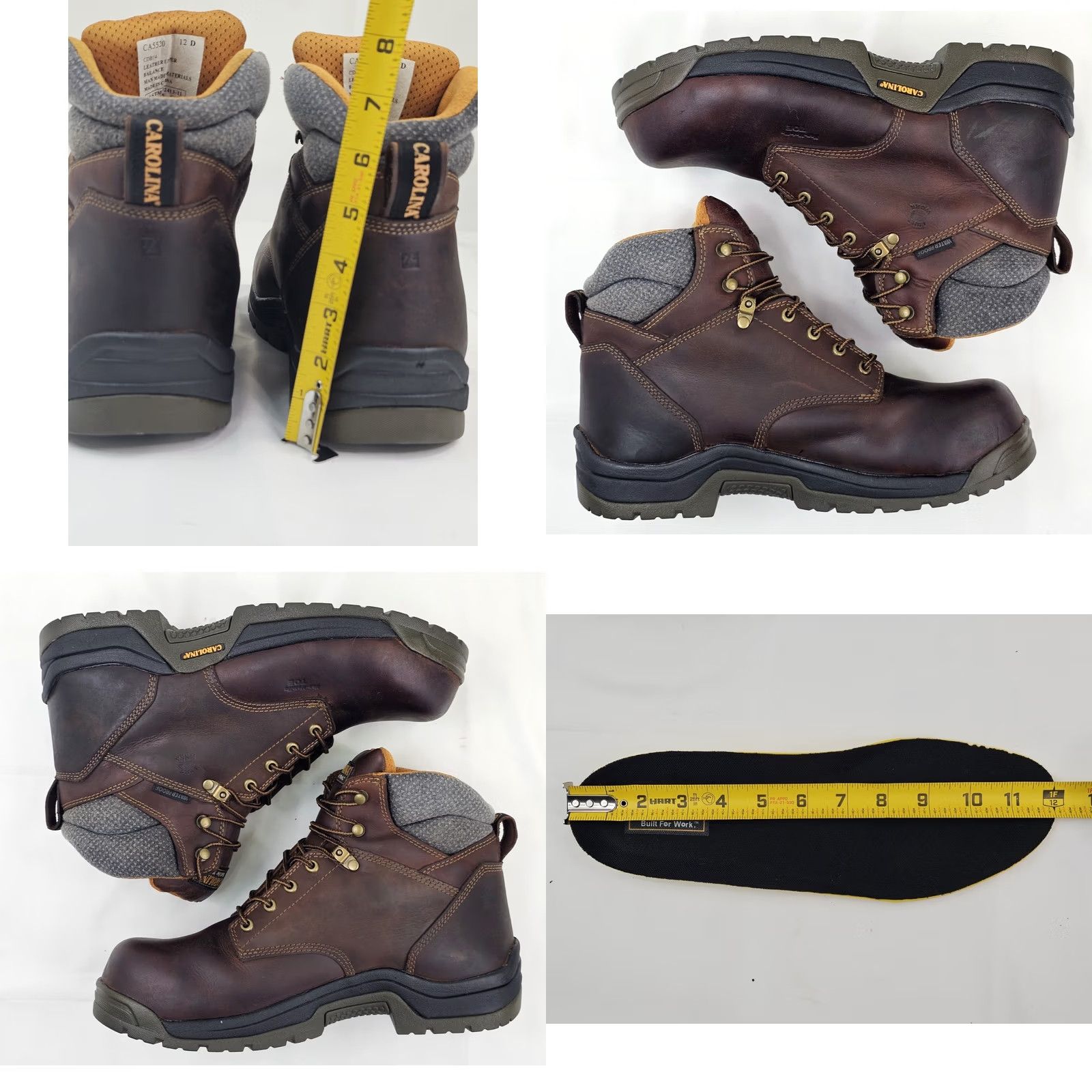 Vintage Carolina Brown Leather Waterproof Composite Toe Work Boots Men 12D Safety ASTM Shoes Size US 12 / EU 45 - 9 Thumbnail