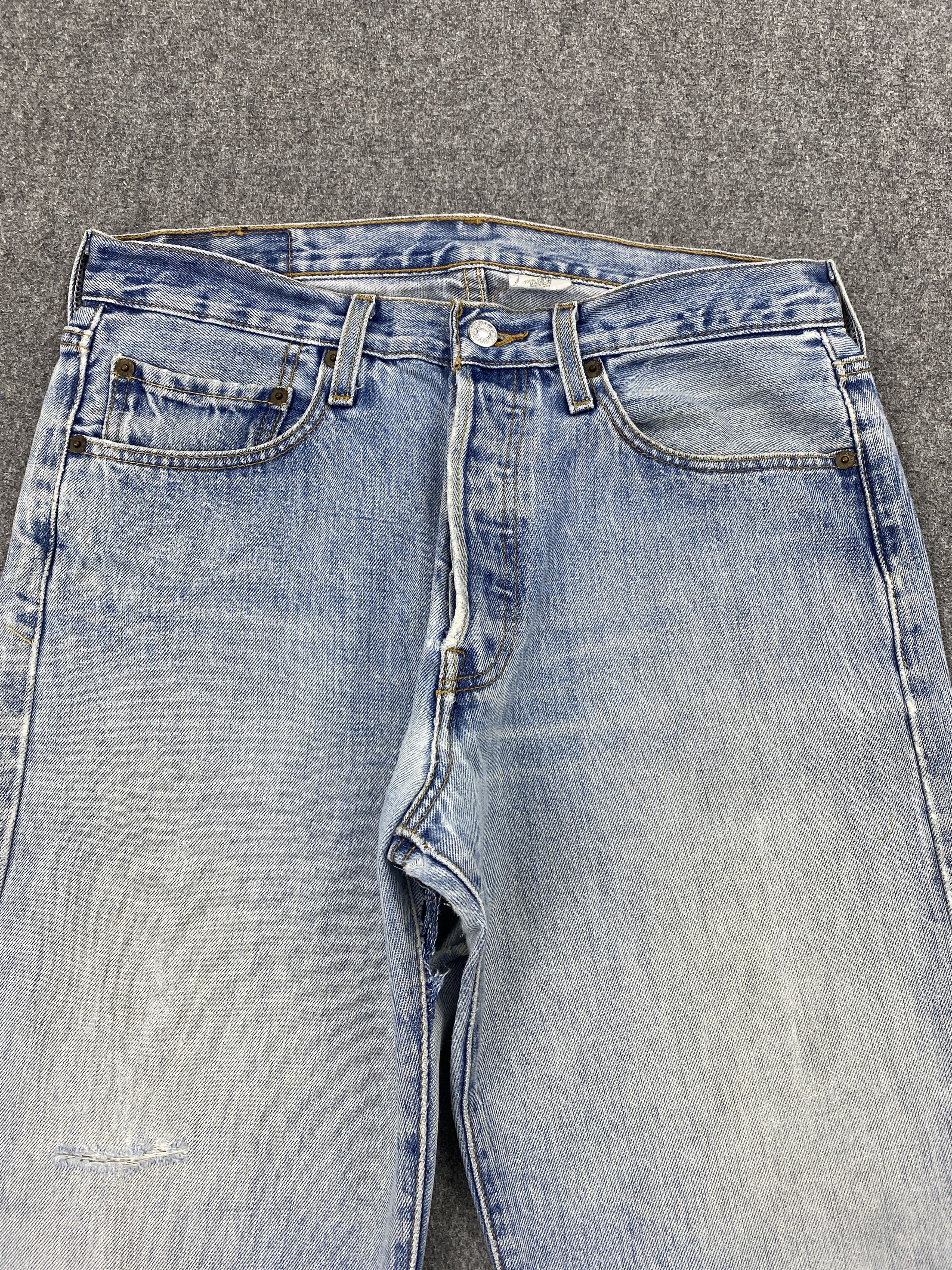 Levi's Vintage Levi's 501 Light Washed Distressed Jeans DP2326 Size US 31 - 2 Thumbnail