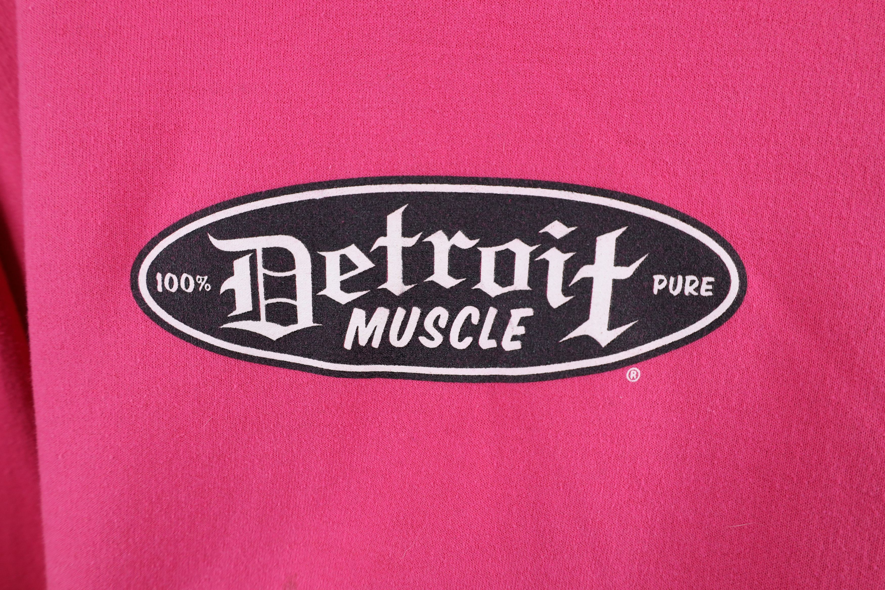 Vintage Vintage 90s Y2K Detroit Muscle Car Hoodie Sweatshirt Pink Size XL / US 12-14 / IT 48-50 - 4 Thumbnail