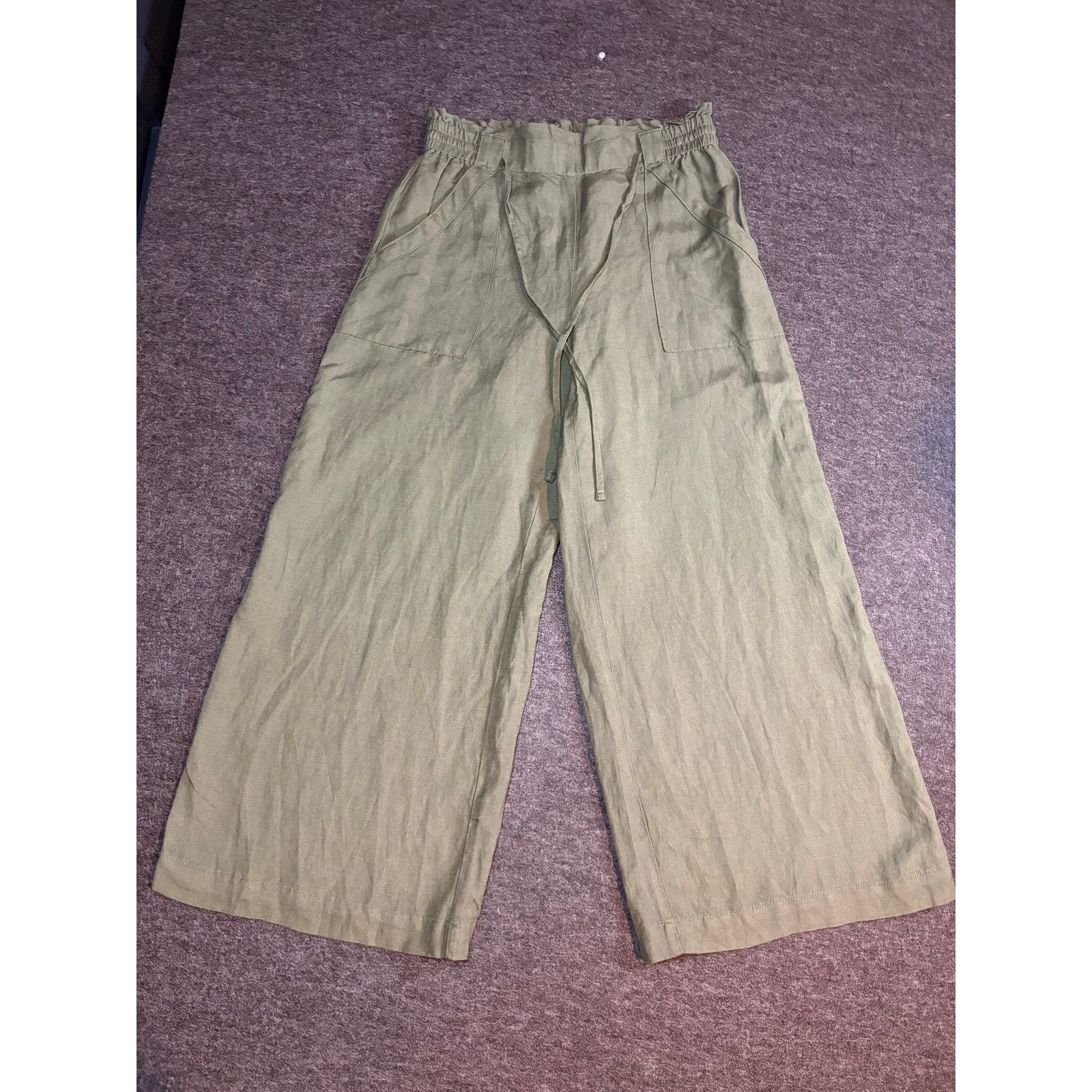 Loft LOFT Olive Green Wide Leg Crop Pants Size Small #0482 Size 24" / US 00 / IT 34 - 2 Thumbnail