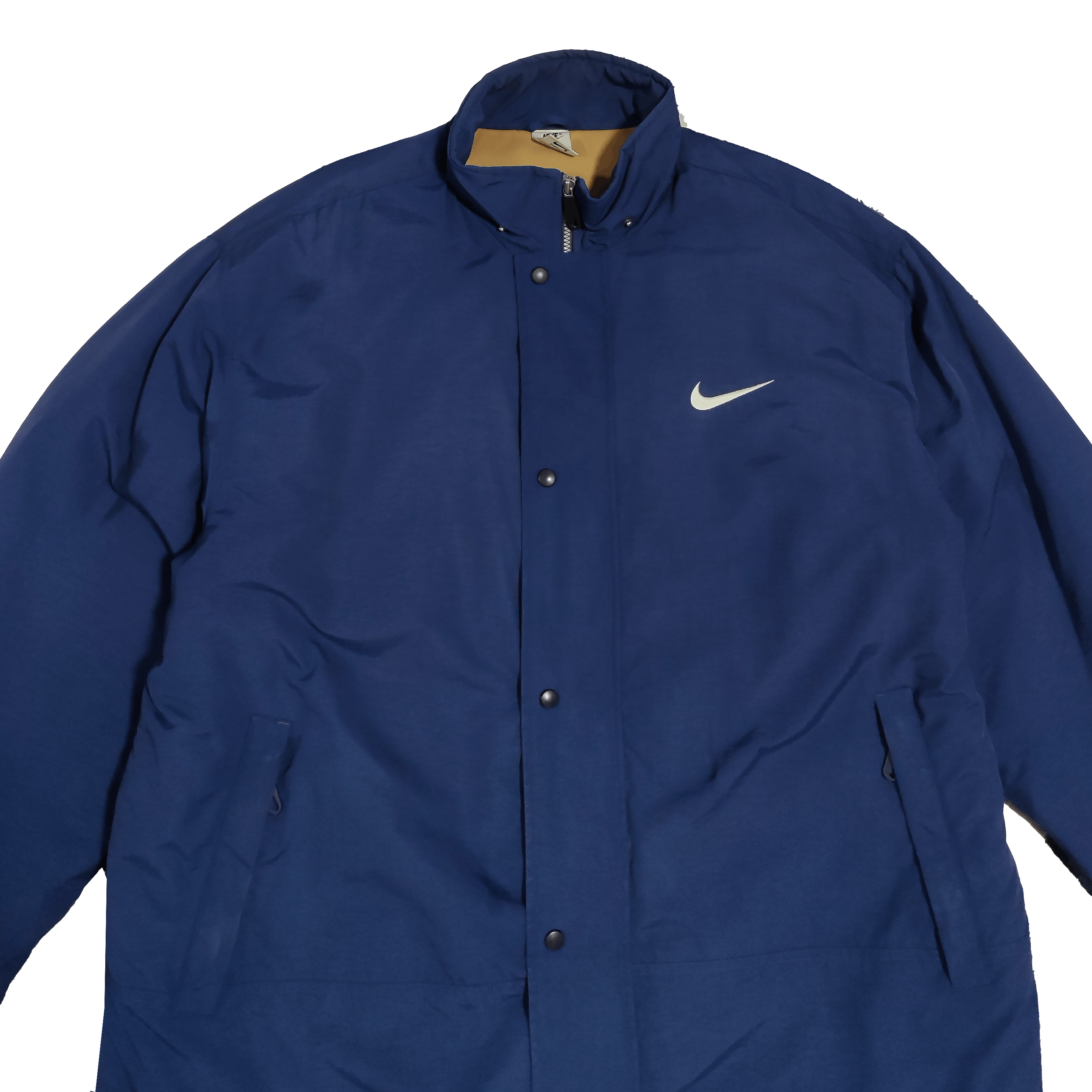 Nike × Vintage 90s Vintage Nike Big Swoosh Logo Denim Jacket Rare Size XL Size US XL / EU 56 / 4 - 3 Thumbnail