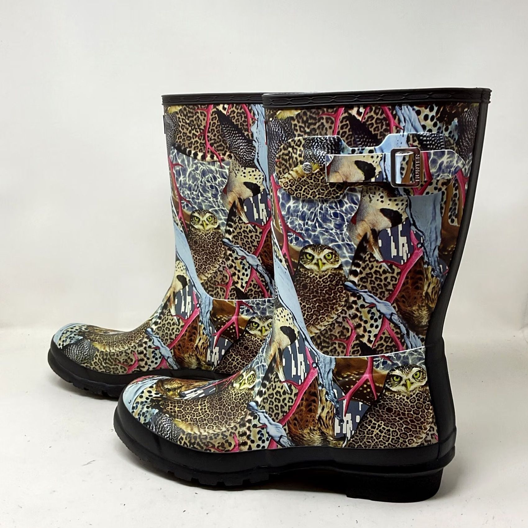 Hunter Womens Hunter & Matt Maitland Owl Print Rain Boots Sz 11 Size 5, Low Heel Boot, Outdoor Rubber Upper, Synthetic Insole Size US 5 / IT 35 - 2 Thumbnail