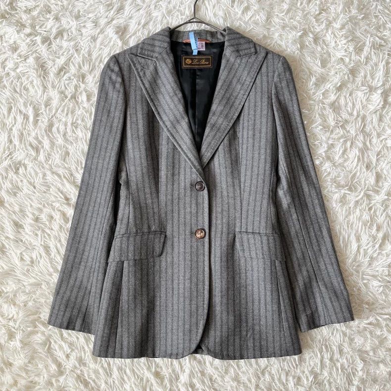 LORO PIANA Striped cashmere blended suit jacket