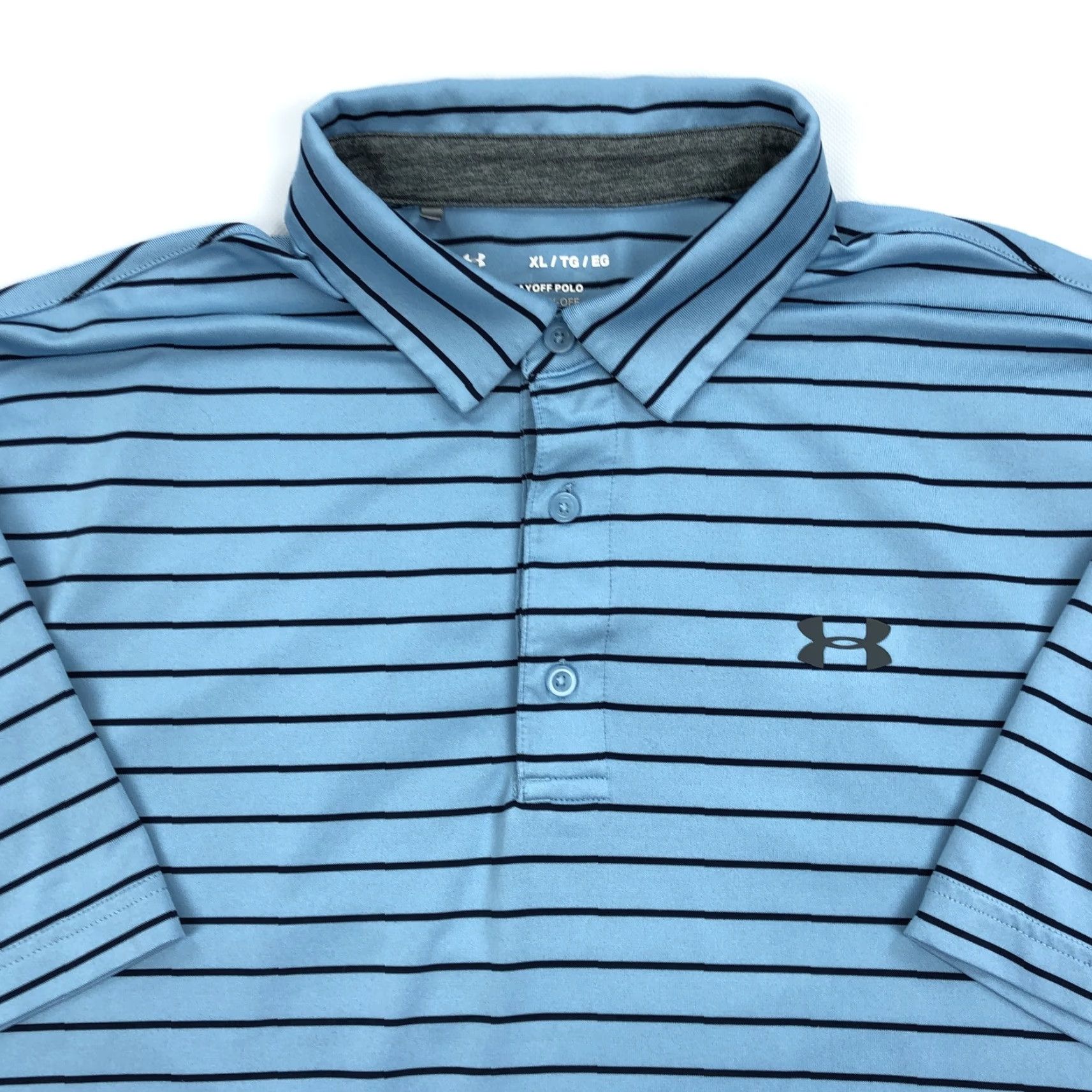 Under Armour Under Armour Polo The Playoff Striped Blue Performance Loose Fit Shirt XL Men Size US XL / EU 56 / 4 - 2 Thumbnail