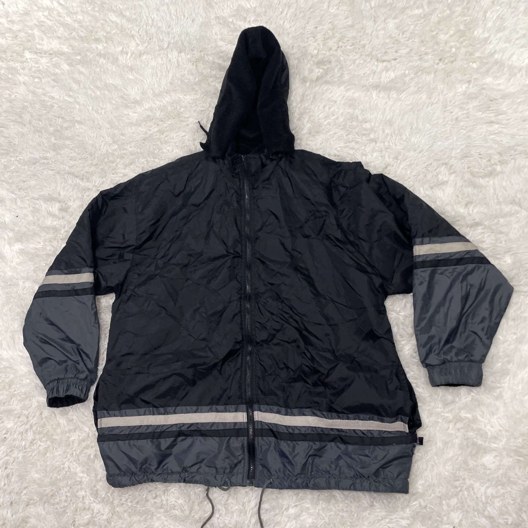 Vintage VINTAGE XNT Jacket Men L Zip Hood Black Geometric Cut Sew Fleece Lined Ski Anorak Nylon Softshell Insulated Regular Size XNT Mens Size US L / EU 52-54 / 3 - 3 Thumbnail