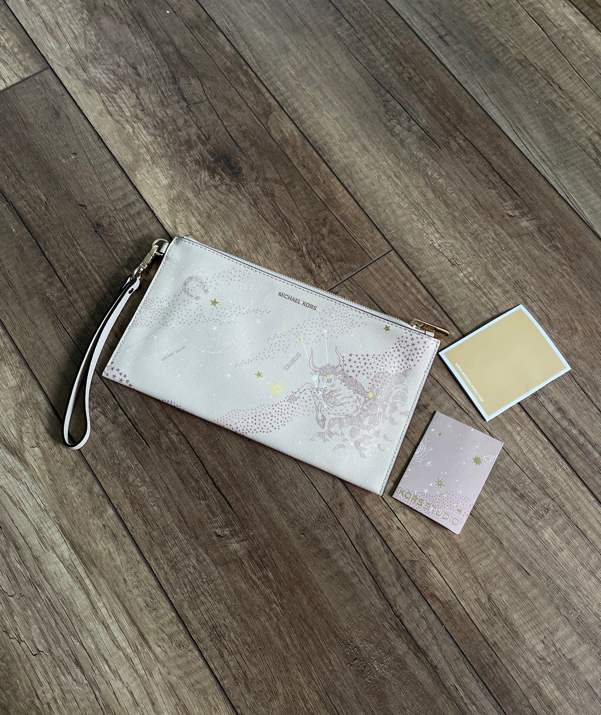 Michael Kors Michael Kors Taurus Zodiac Wristlet Pouch Beige Size ONE SIZE - 1 Thumbnail