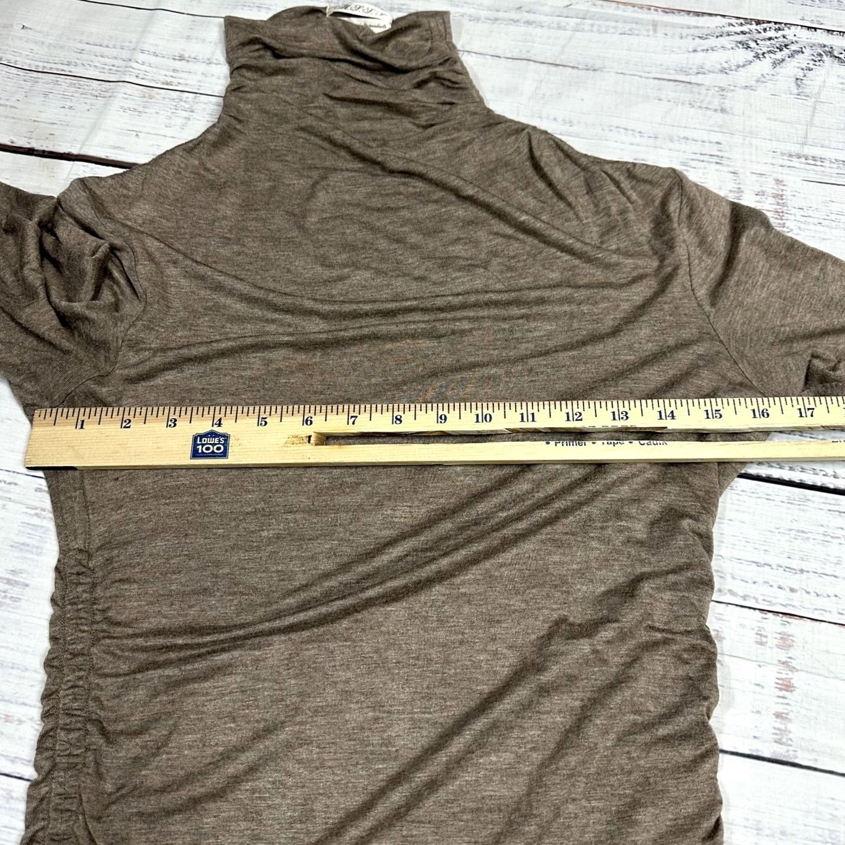 Vintage MSSP Max Studio Specialty Products Women's Shirt Brown Sz S Ruched Long Sleeve Size S / US 4 / IT 40 - 2 Thumbnail