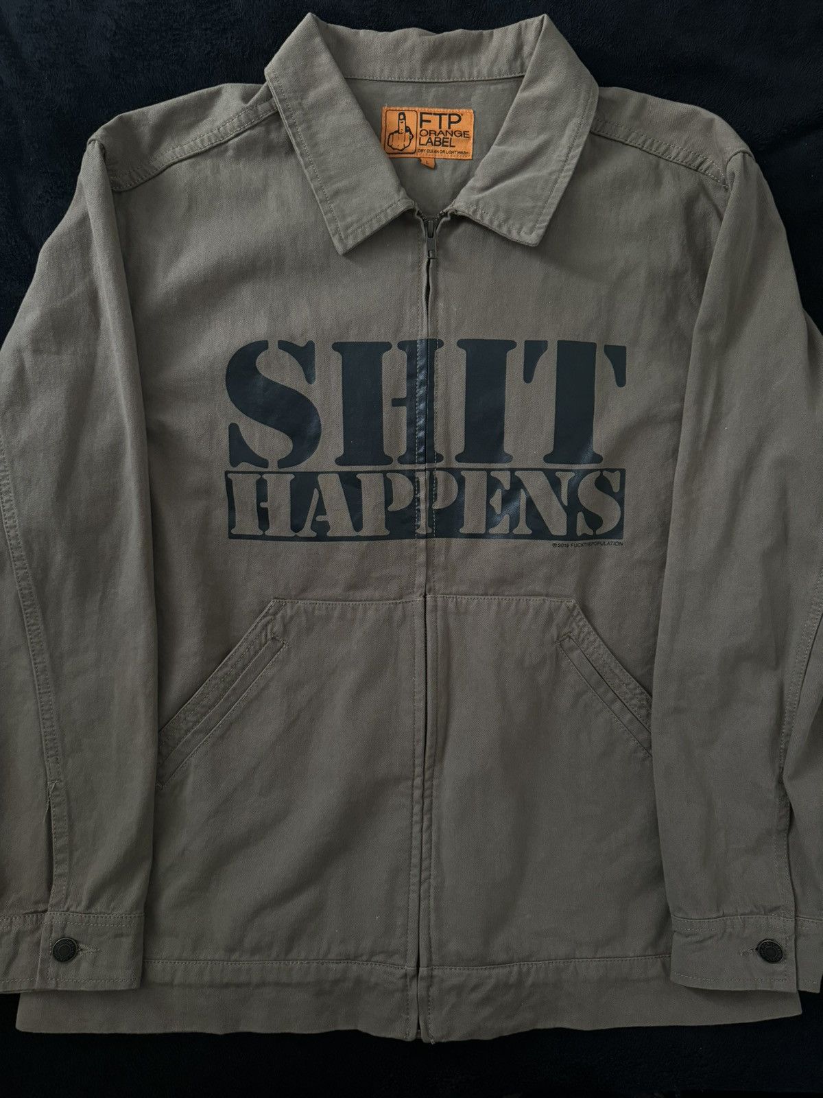 image of Fuck The Population Ftp Khaki Work Jacket in Brown, Men's (Size Large)