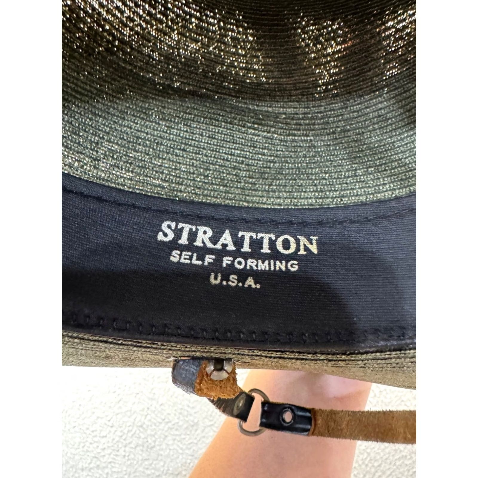 Stetson Stetson Campaign Hat Straw Olive Green With Chin Strap & Gold Acorn Cord 22 Women Mens Size ONE SIZE - 7 Thumbnail