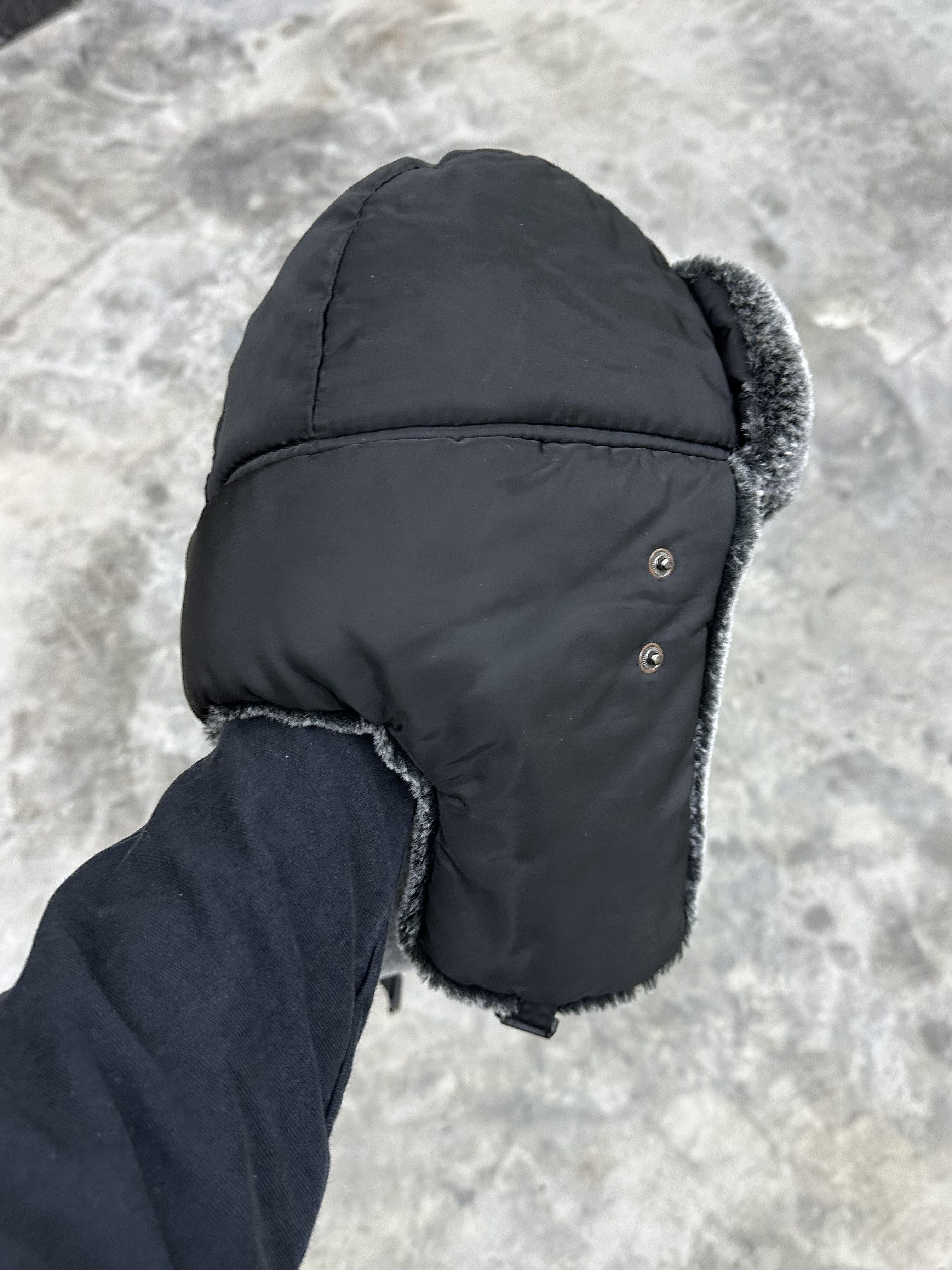 Japanese Brand Y2K Black Quilted Faux Fur Ushanka Essential Size ONE SIZE - 7 Thumbnail