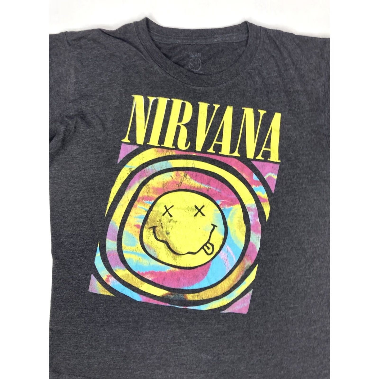 Vintage Nirvana T-Shirt Women Small Black Heather Crew Neck Short Sleeve Rock Music Retro Logo Shirt Size S / US 4 / IT 40 - 2 Thumbnail
