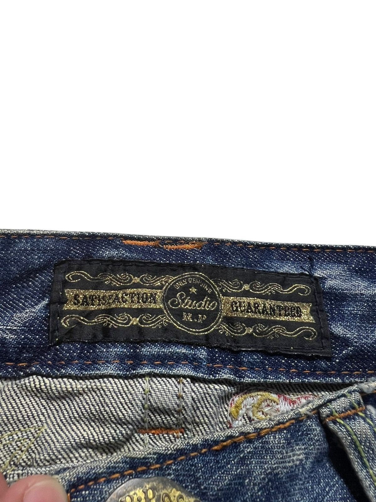 If Six Was Nine × Japanese Brand STUDIO R P&DENIM FLARE JEANS Size 29" - 10 Thumbnail