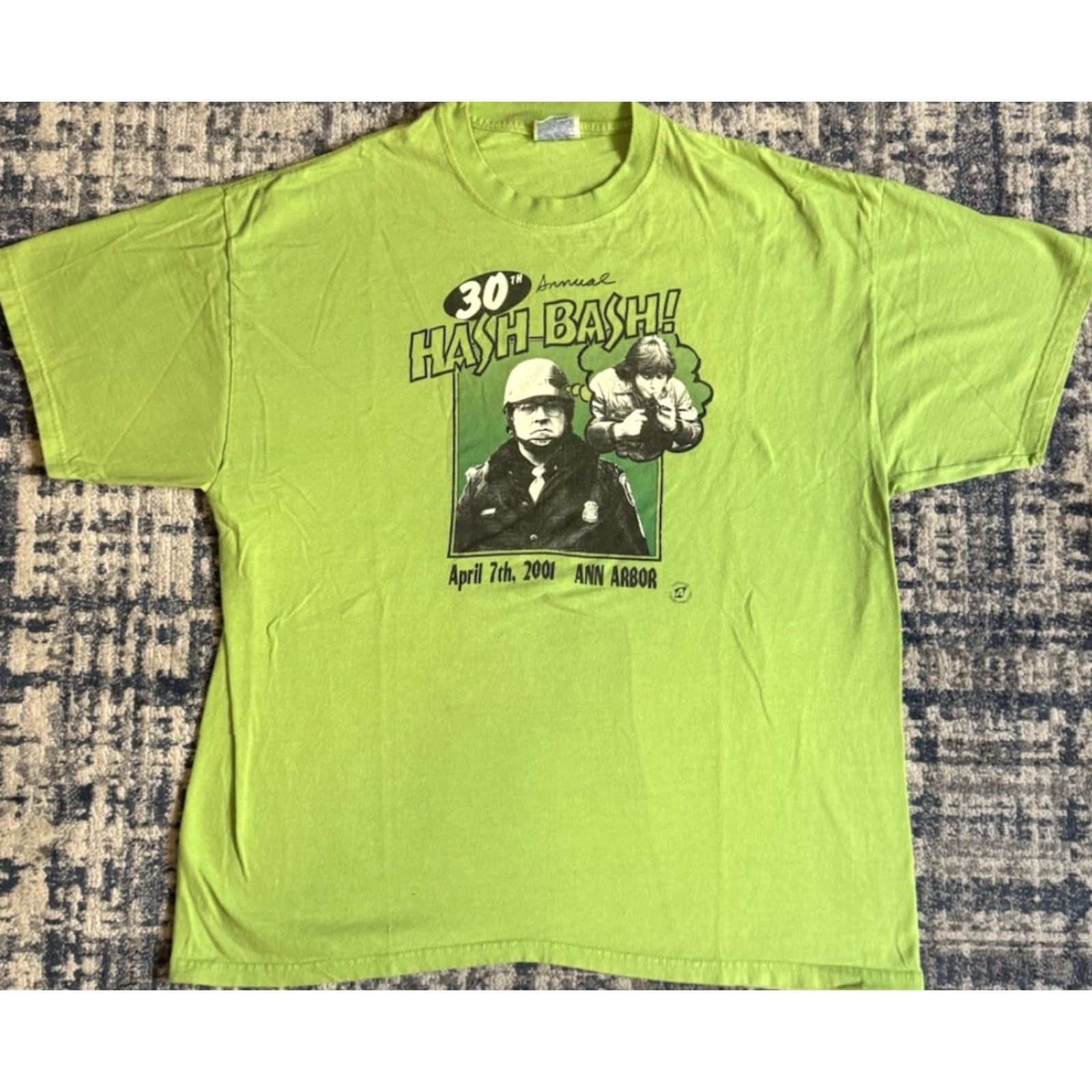Hanes VINTAGE 2001 30th Anniversary Ann Arbor Hash Bash T Shirt XL Green Hanes Men COTTON Crew Neck Short Sleeve Logo Graphic Print Size US XL / EU 56 / 4 - 2 Thumbnail