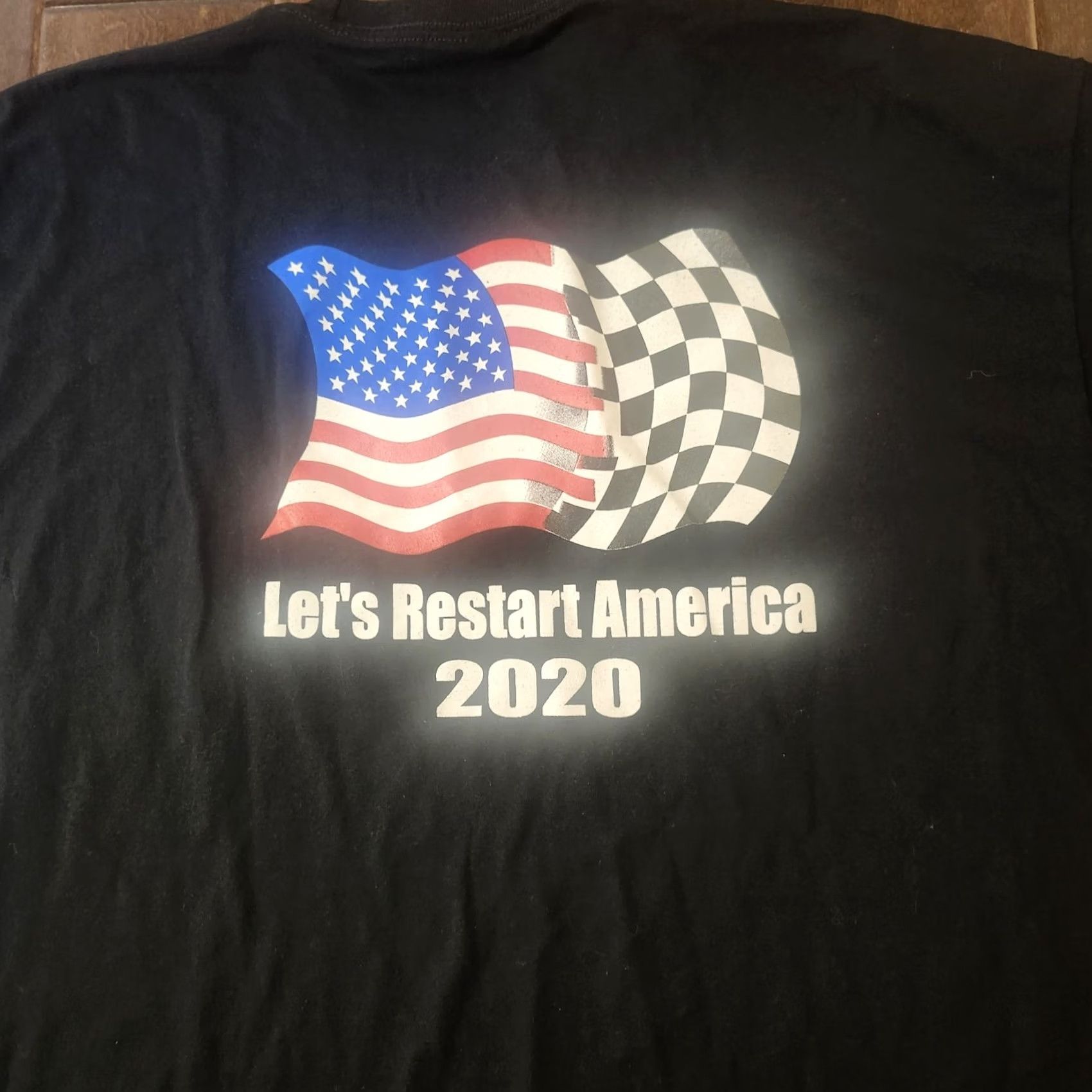 Vintage America Let’s Restart America 2020 T Shirt XL Black USA Flag Graphic Political Tee Men Short Sleeve Crew Neck Cotton Regular Fit Size US XL / EU 56 / 4 - 3 Thumbnail