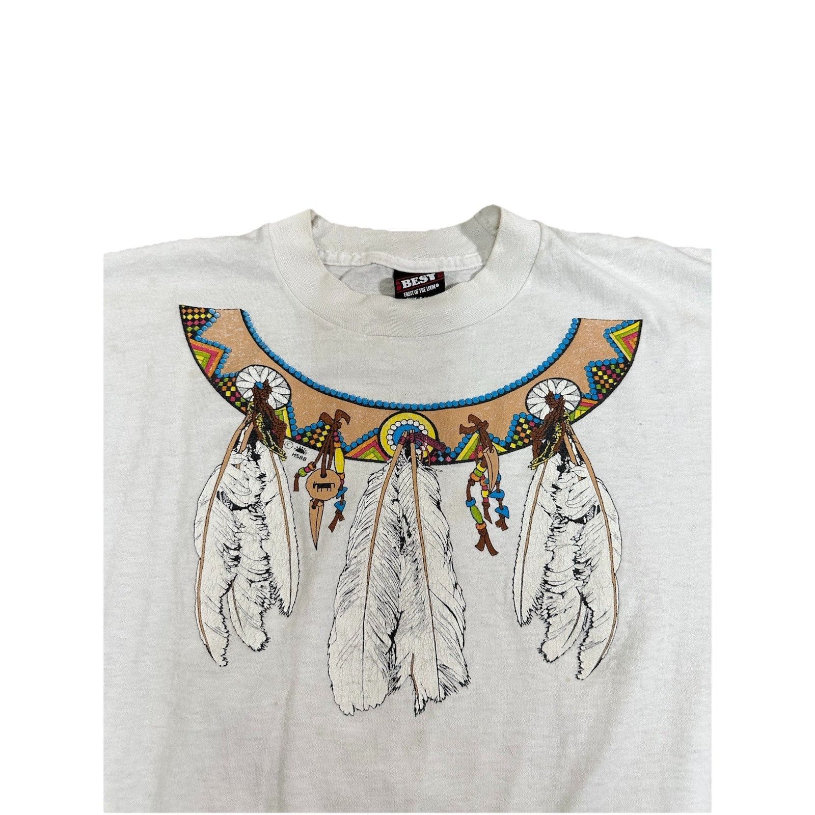 Fruit Of The Loom Vintage Navajo Neck Charm Necklace T-Shirt First Nation Nati Size US L / EU 52-54 / 3 - 2 Thumbnail