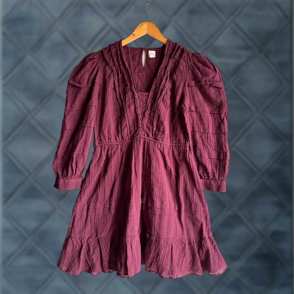 burgundy jersey dress Long Sleeve V Neck Jersey Dress main image 1