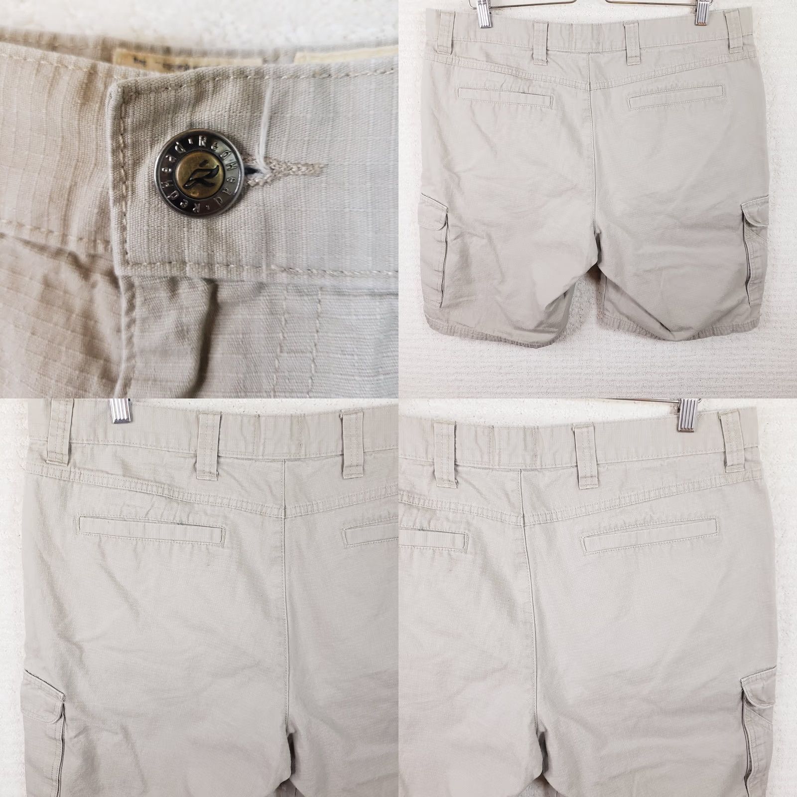 Vintage RedHead Men's Beige Ripstop Cargo Shorts 36 8” Inseam Cargo Pocket Outdoor Plain Solid Shorts Mens Reg Beige RedHead Regular 36 Size US 36 / EU 52 - 8 Thumbnail