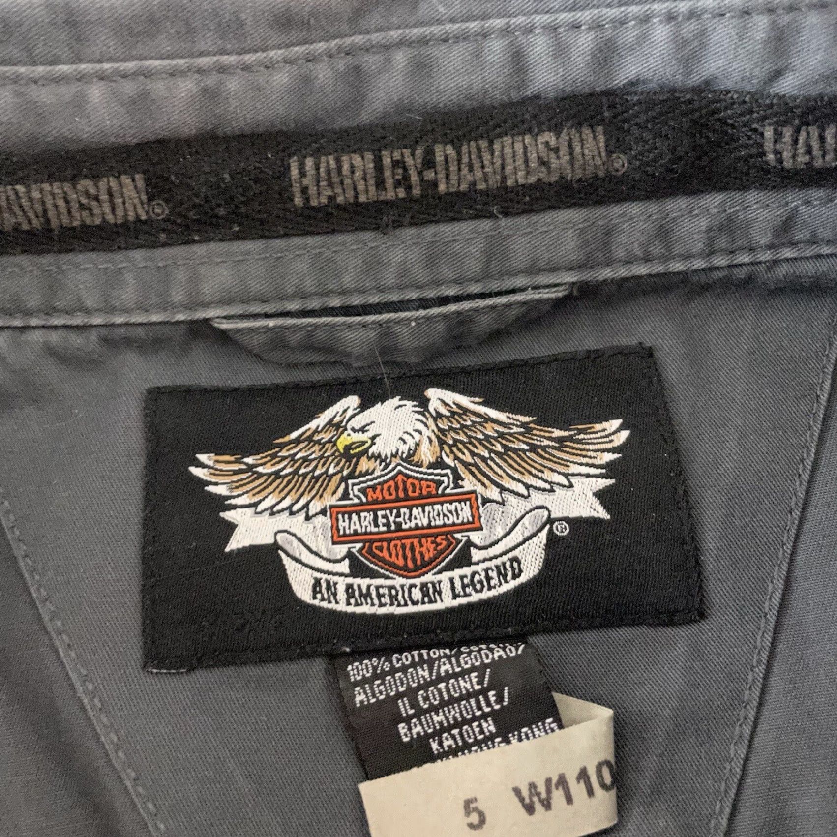 Harley Davidson Harley-Davidson Embroidered Logo Long Sleeve Button Front Shirt Men's Large Gray Size US L / EU 52-54 / 3 - 4 Thumbnail