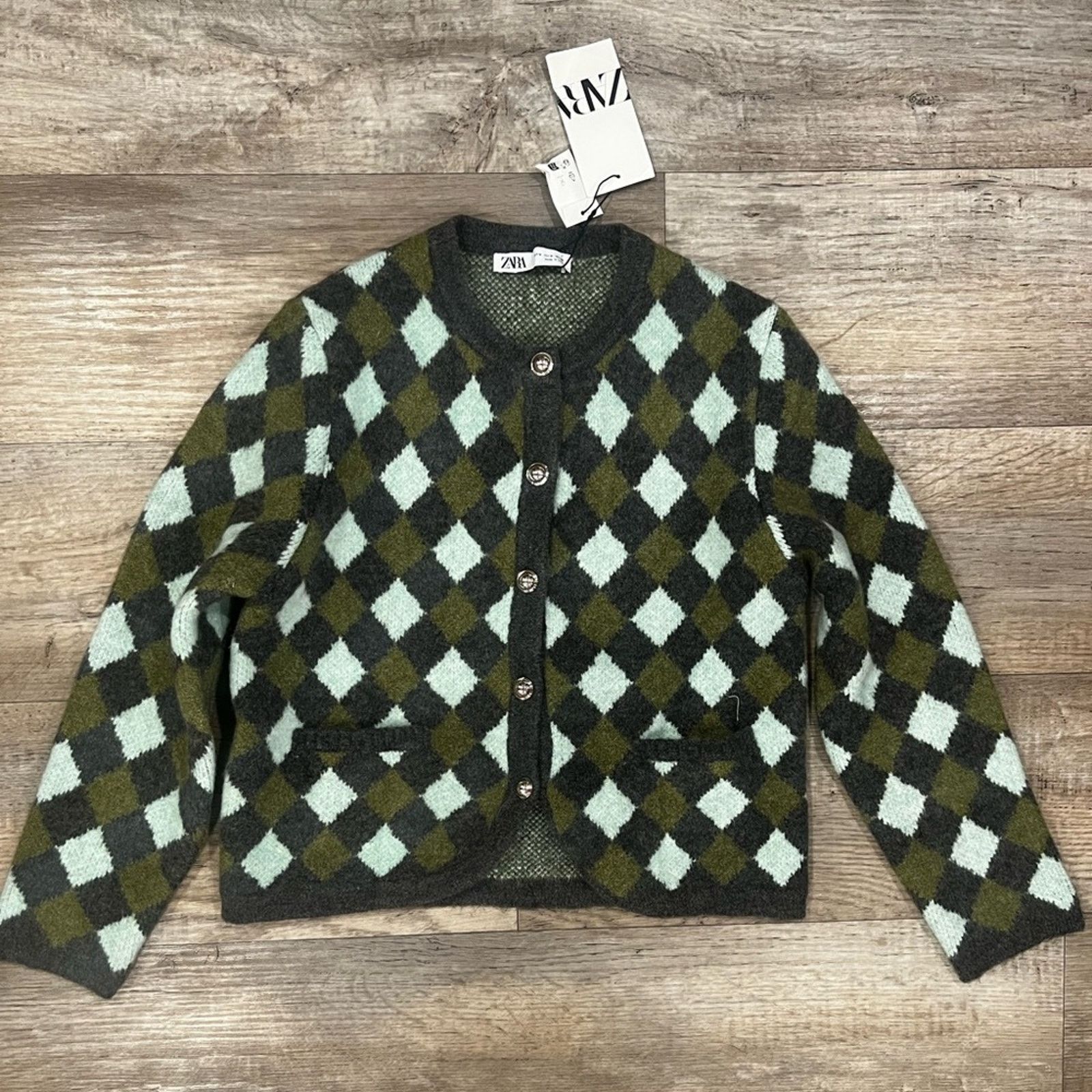 Zara ZARA women's Multicolored Jacquard Cardigan NWT Size L / US 10 / IT 46 - 12 Thumbnail