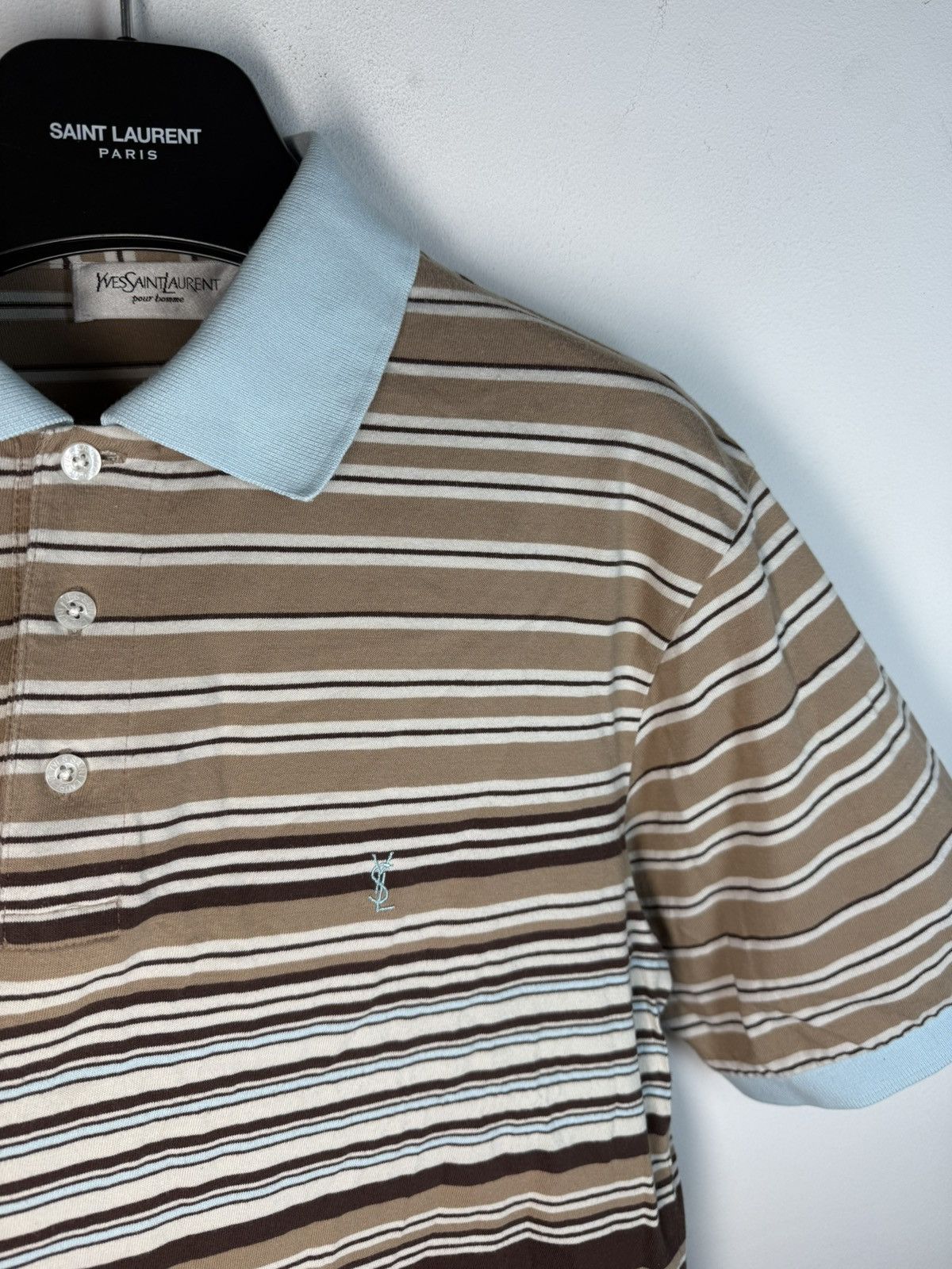 Beige YSL Polo Shirt Brown YSL T-shirt YSL Shirt