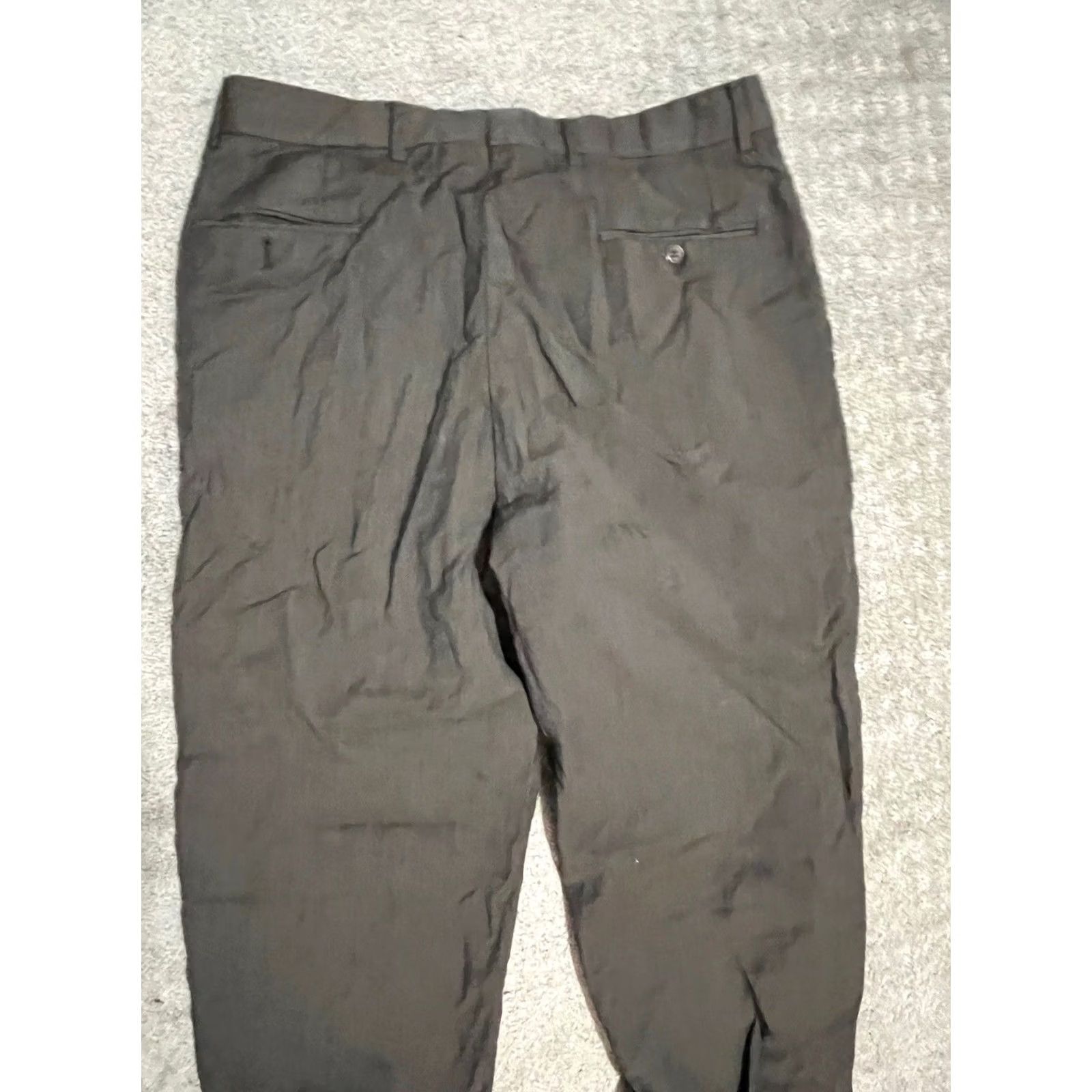 Calvin Klein Calvin Klein Pants Dress Wool 100% 34 x 30 Brown Twill Pleated Cuffed Regular Mens Trousers Size US 34 / EU 50 - 4 Thumbnail