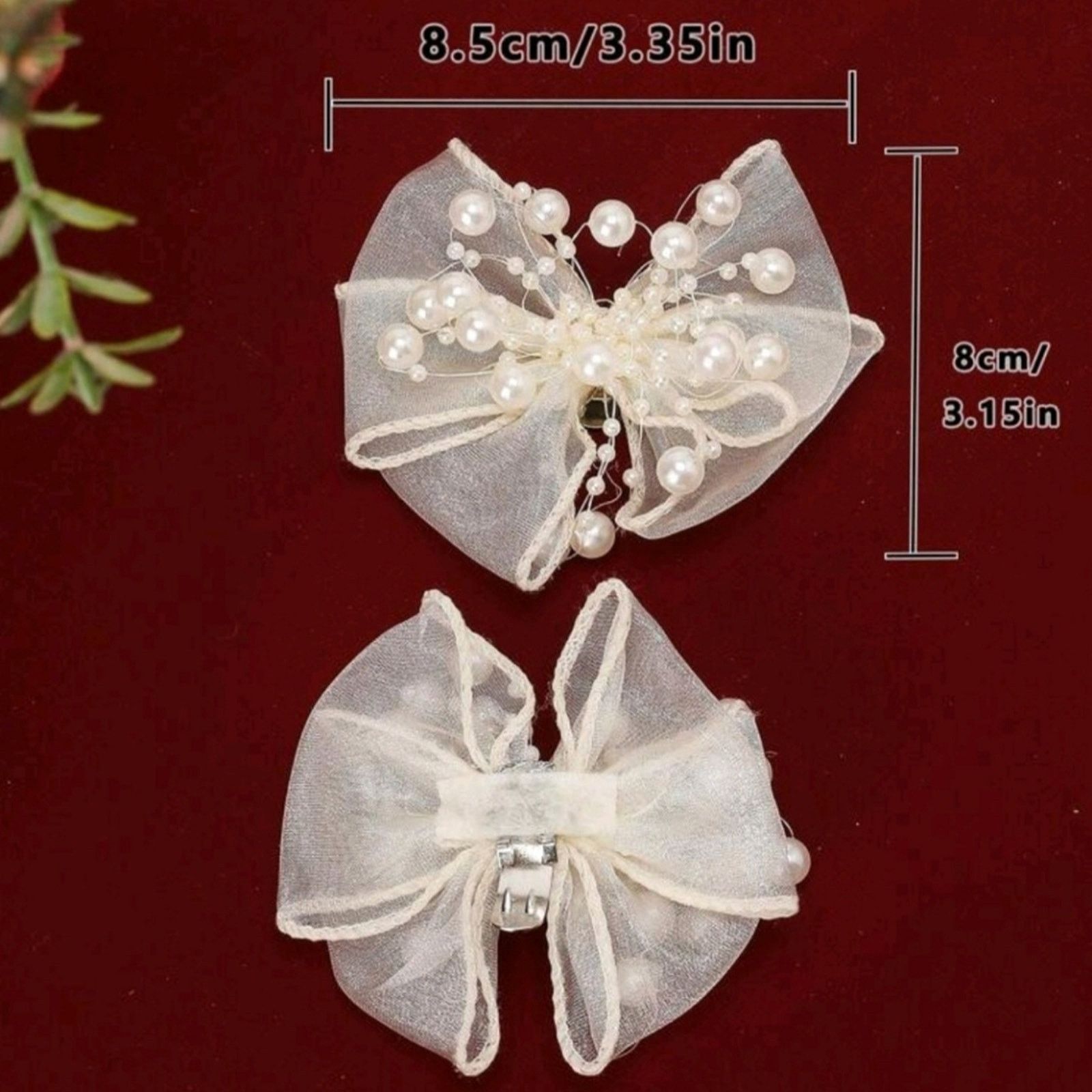 Other ELEGANT ☆ CREAM ORGANZA BOWS with PEARLS ☆ SHOE CLIPS ☆ NIP Size US 4 / IT 34 - 10 Thumbnail