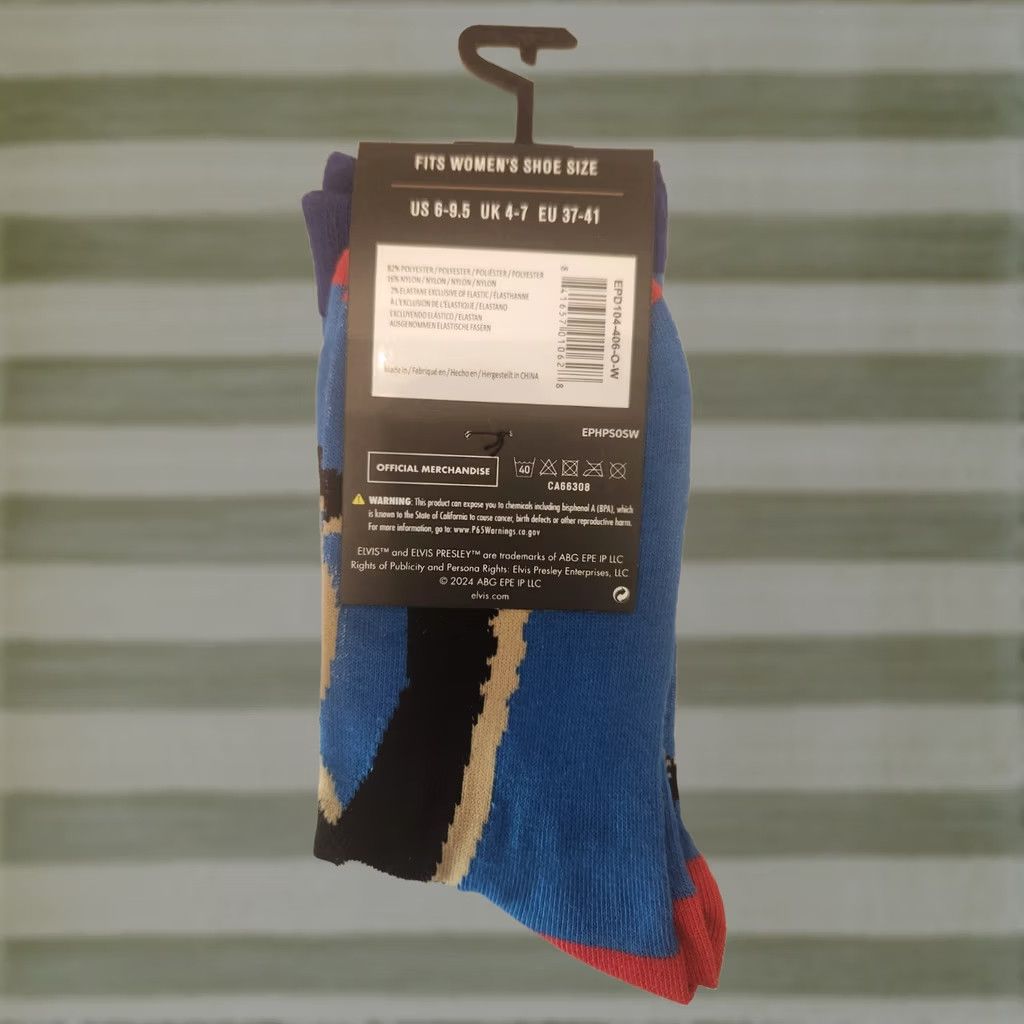 Vintage Elvis Crew Socks Womens One Size Presley Novelty New Women Size ONE SIZE - 1 Thumbnail