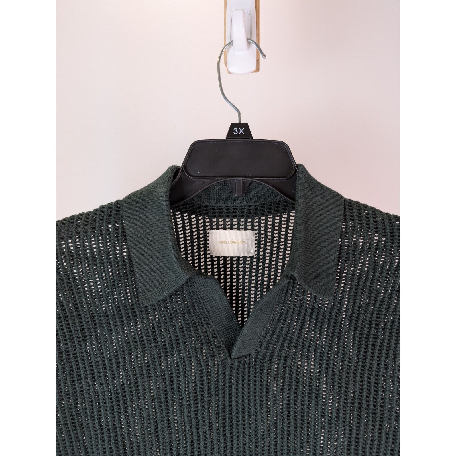 Aime Leon Dore o1rshd1 Long Sleeve Mesh Polo Shirt in Scarab Green Size US S / EU 44-46 / 1 - 7 Thumbnail