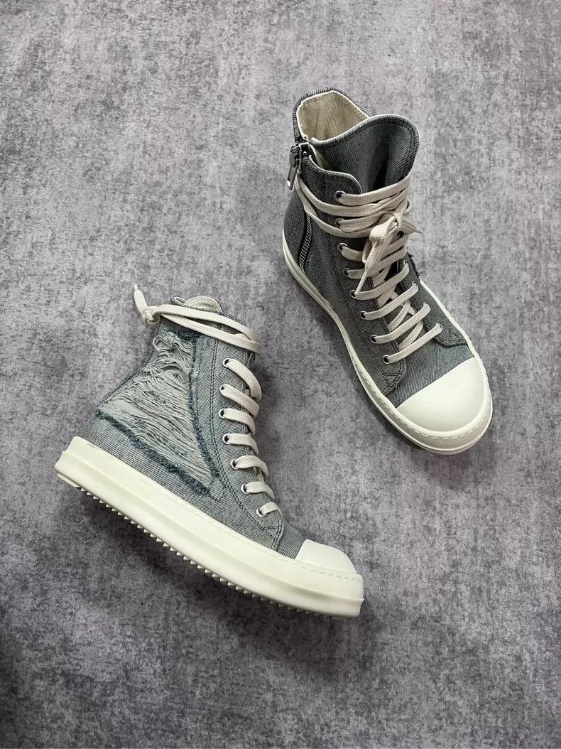 Rick Owens rick owens Washing erosion damage denim high-top sports sho Size US 5 / EU 37 - 1 Thumbnail