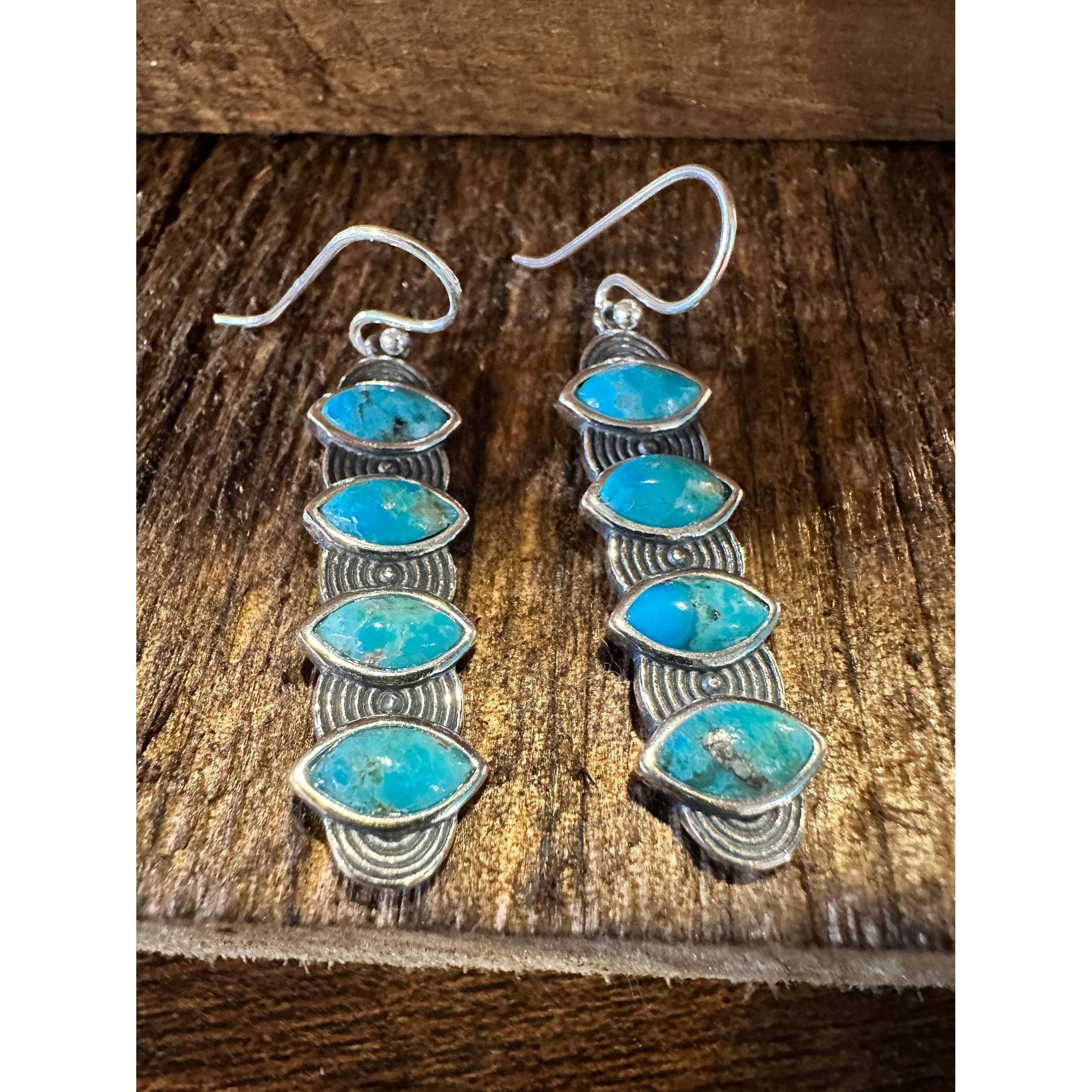 Other Navajo Valeria Turquoise Dangle Earrings in Sterling Silver, Size ONE SIZE - 4 Thumbnail