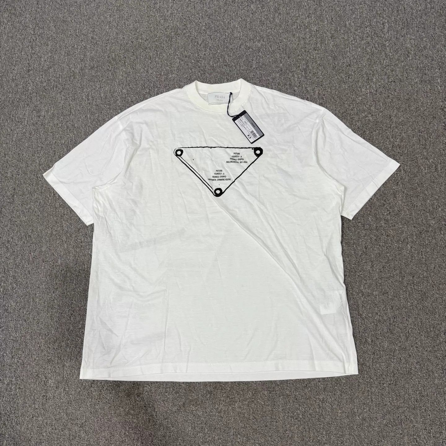 Prada Prada White Triangle Logo Short Sleeve Tee S Size US M / EU 48-50 / 2 - 1 Thumbnail