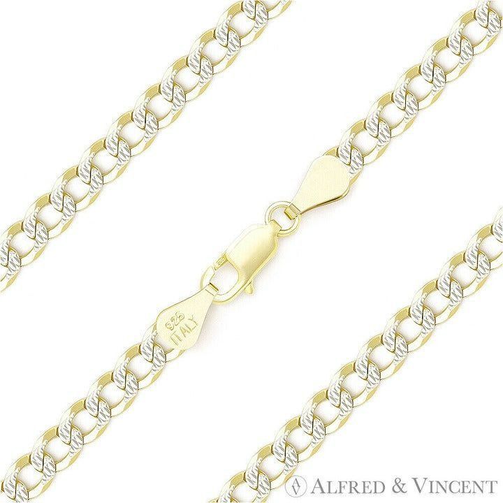 Other 4.3mm Cuban / Curb Link D-Cut Pave Italian Chain Bracelet Size ONE SIZE - 1 Preview