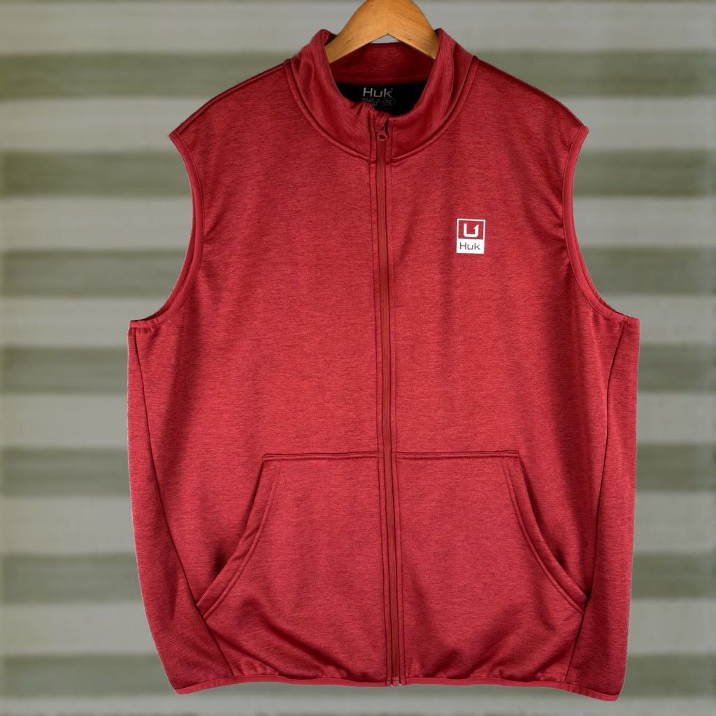 Vintage Huk Vest Mens 2XL Red Full Zip Pockets Outdoor Windbreaker Stretch Casual Travel Size US XXL / EU 58 / 5 - 1 Thumbnail