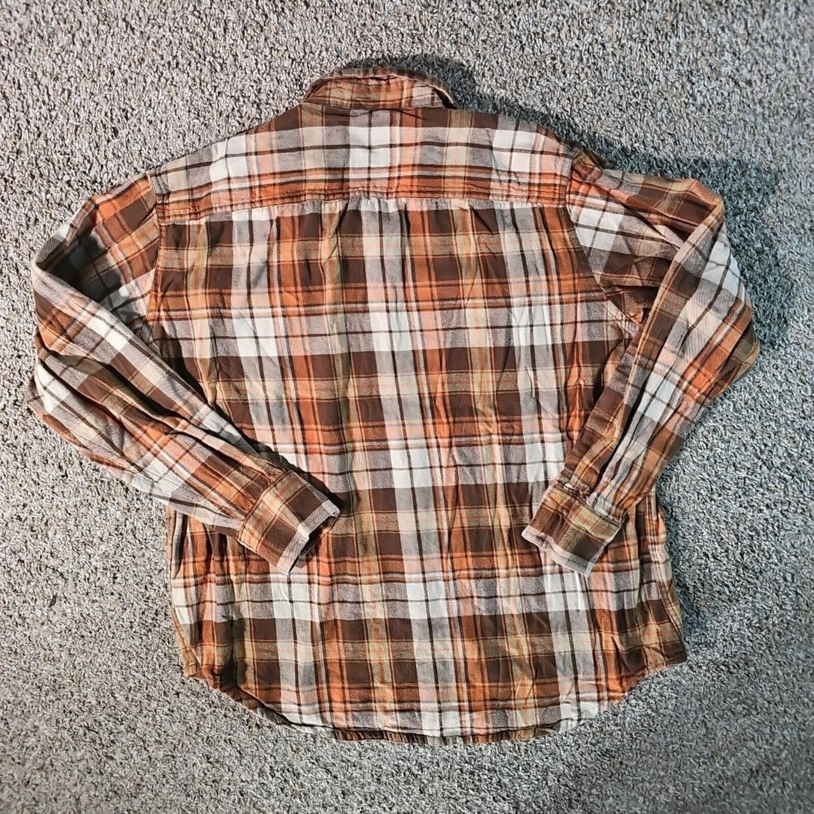 Timberland Timberland L Brown Orange Flannel Button Up Size US L / EU 52-54 / 3 - 7 Thumbnail