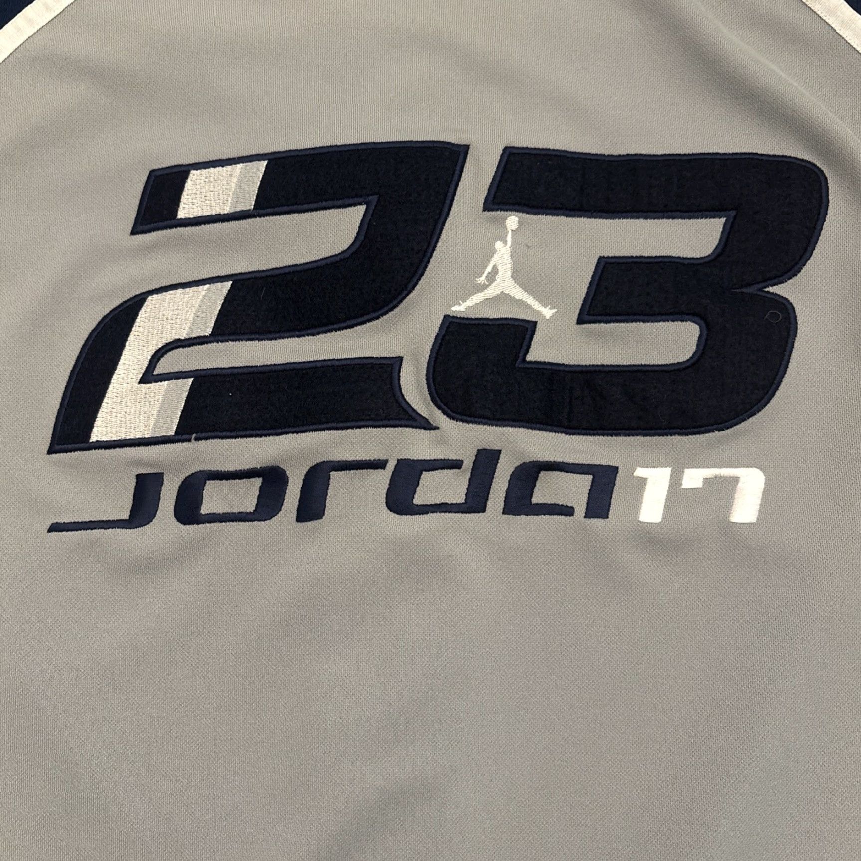 Jordan Brand VINTAGE Jumpman AIR JORDAN 17 Jersey Shirt Men L Gray Blue Button Up Basketball Jersey 90s Mens Size US L / EU 52-54 / 3 - 7 Thumbnail