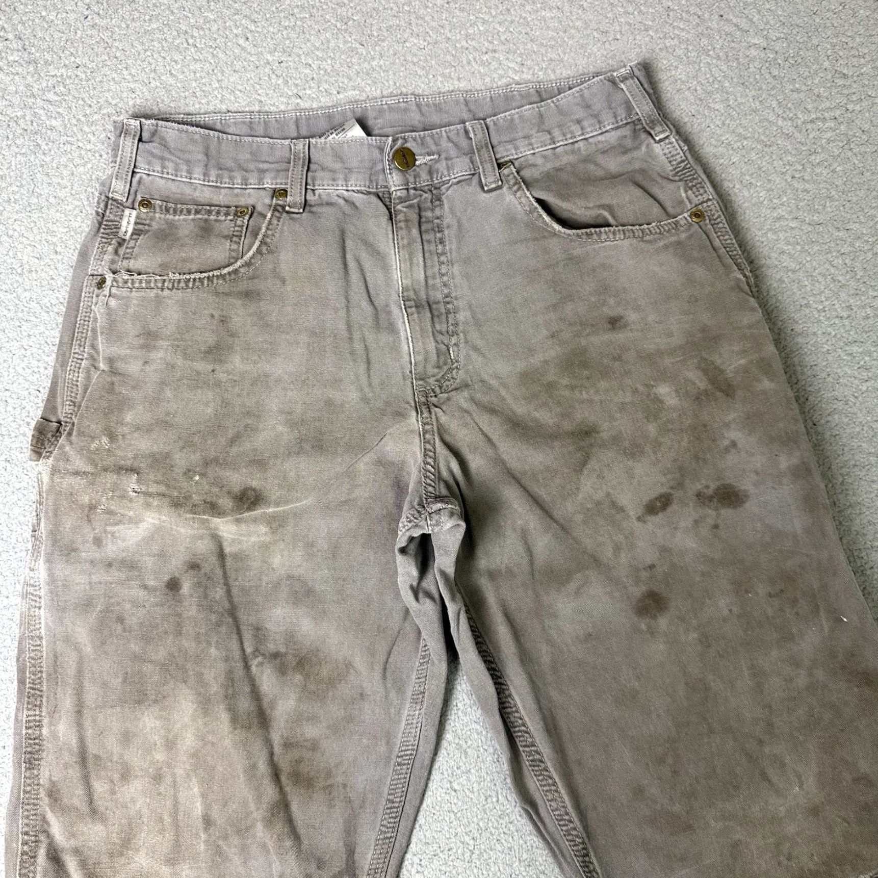Carhartt Carhartt Pants Mens 33x32 Gray Relaxed Fit Carpenter Size US 33 - 3 Thumbnail