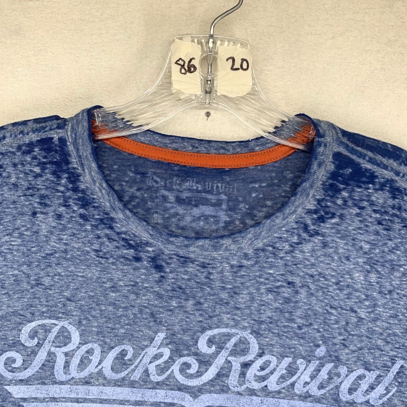 Vintage Rock Revival Mens T Shirt Large Light Blue Washed Out Double Sided SUPER THIN Size US L / EU 52-54 / 3 - 5 Thumbnail