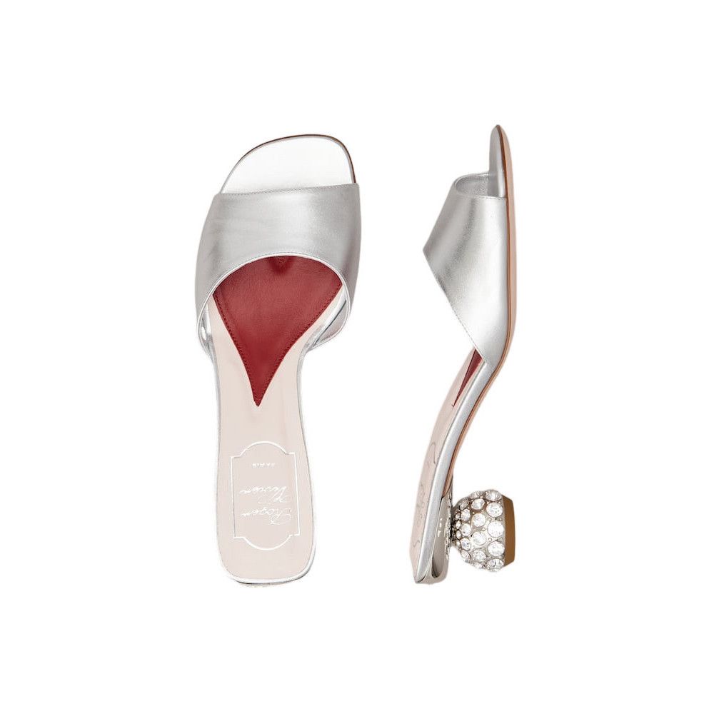 ROGER VIVIER $1195 Silver Jewel Heel And Nappa Leather 50mm