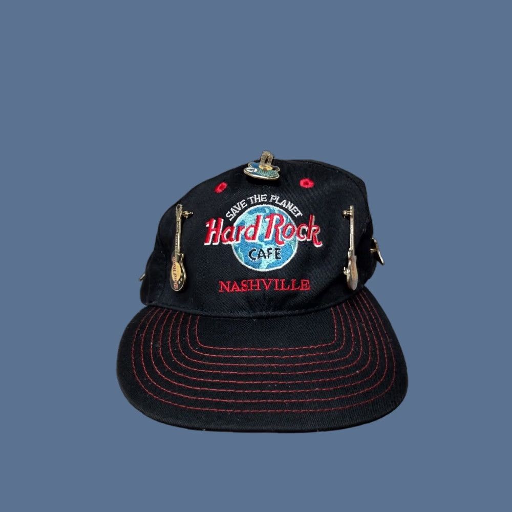 Hard Rock Cafe VINTAGE Hard Rock Cafe Hat Snapback Nashville TN Black Adjustable Unisex Adults 90s USA Guitar Enamel Pins Theme Size ONE SIZE - 1 Thumbnail