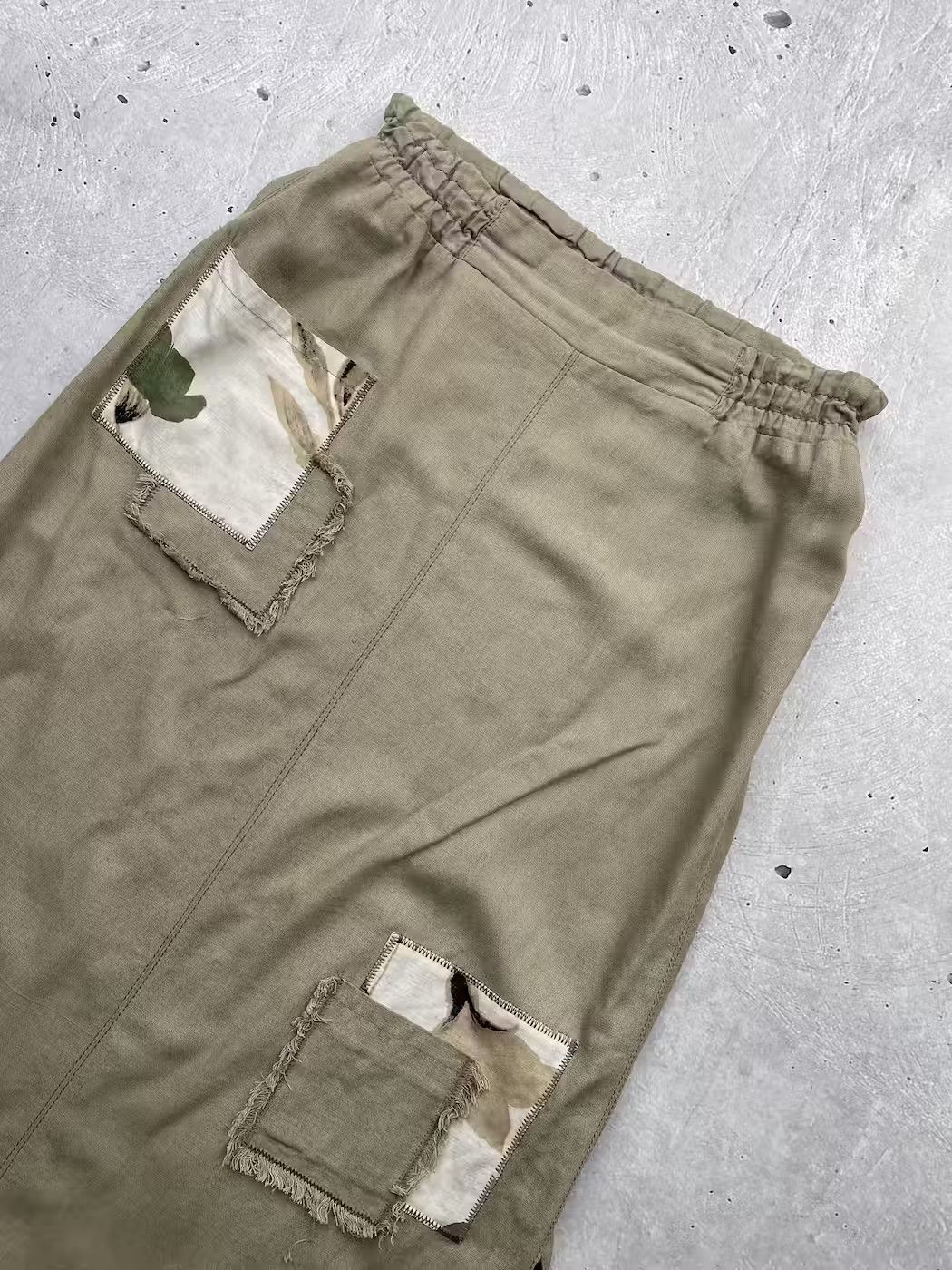 Other Vintage Linen Patched Maxi Skirt Size 28" / US 6 / IT 42 - 2 Thumbnail