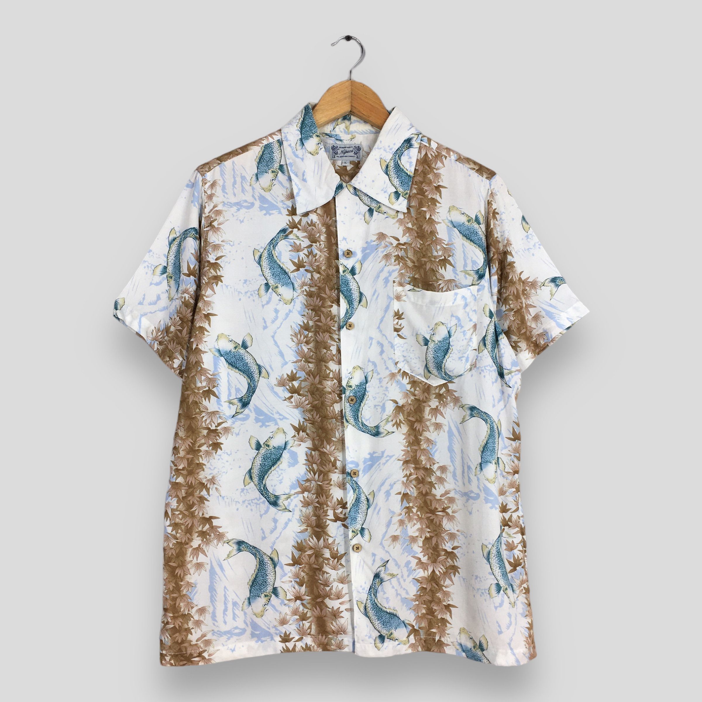 Other Vintage Aloha Surf Nepuca Japanese Koi Fish Rayon Shirt L Size US L / EU 52-54 / 3 - 1 Thumbnail