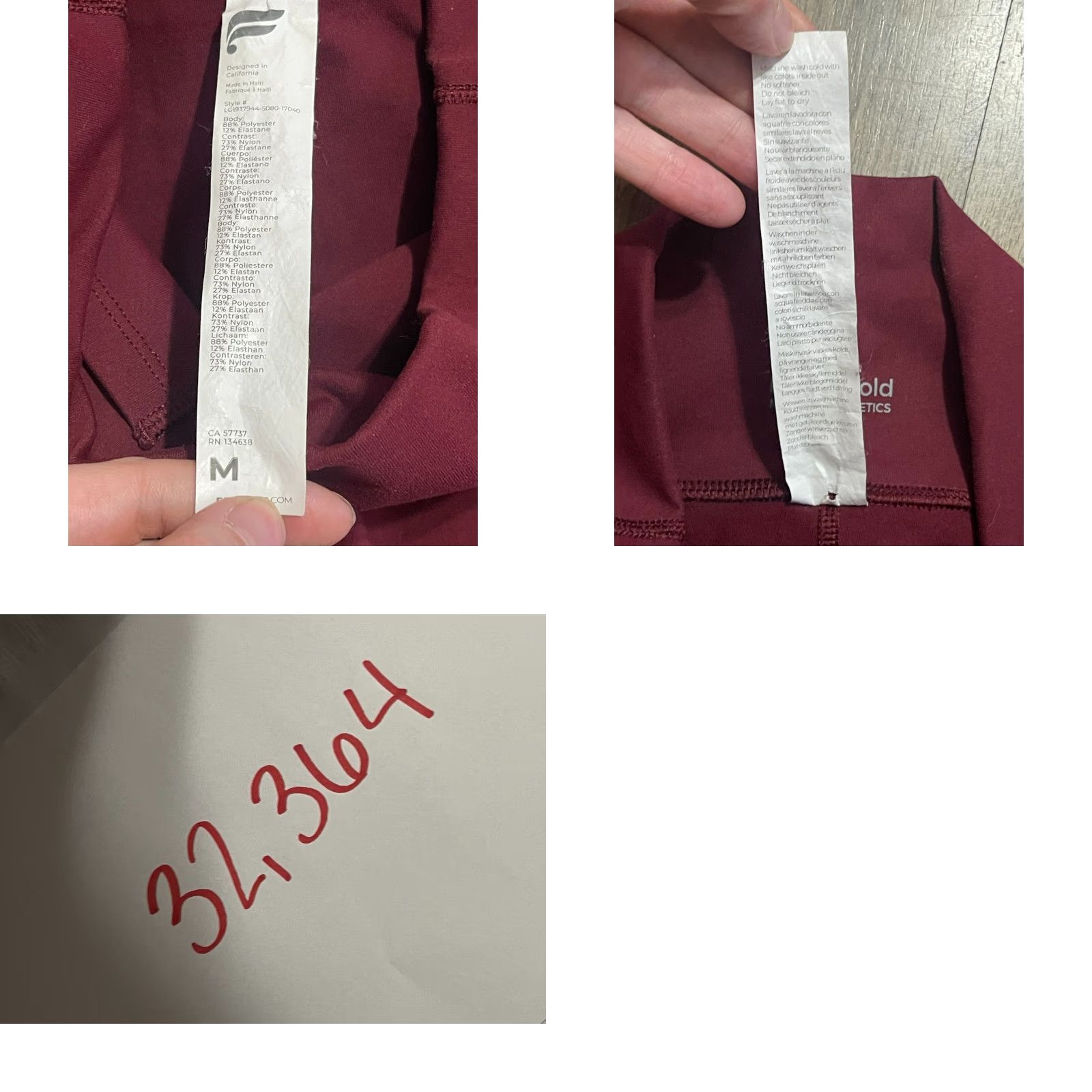 Fabletics Fabletics Leggings, Women's Size Medium, Red, Athletic Wear, Pull On, Ankle, Casual, Regular, Inseam 24 in, 26 in Waist – Womens Size 32" / US 10 / IT 46 - 8 Thumbnail