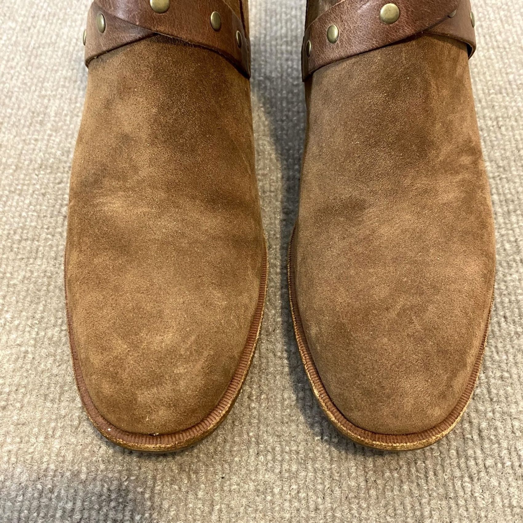 Vintage Kork-Ease Booties Womens Size 8.5 Brown Leather Ankle Strap Studded Zip K69006 Bootie Shoes Womens Brown Leather Studded Zip Ankle Bootie 8.5 Size US 9 / IT 39 - 5 Thumbnail