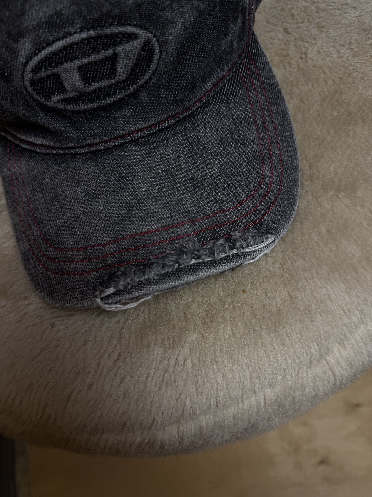Diesel Crazy Diesel D Logo Distressed Washed Denim Cap Y2K Size ONE SIZE - 5 Thumbnail