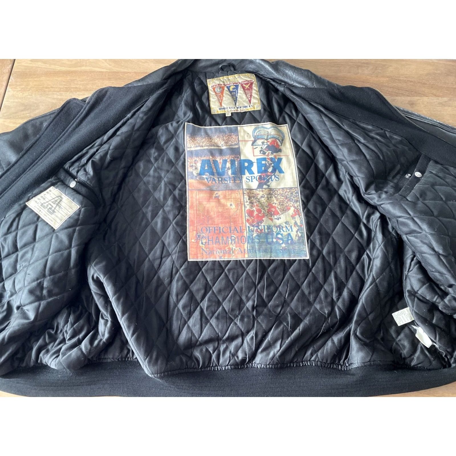 Avirex VINTAGE Avirex Jacket Varsity Black Tweed Wool Leather USA College Size 6XL Mens Size US XXL / EU 58 / 5 - 3 Thumbnail